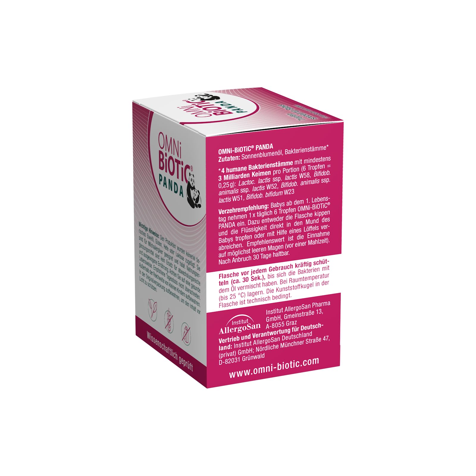 OMNi BiOTiC PANDA Tropfen | Speziell für Babys entwickelt | Besonders leichte Anwendung | Wissenschaftlich fundiert, in Studien geprüft | Vegan | 28 Portionen | 8ml