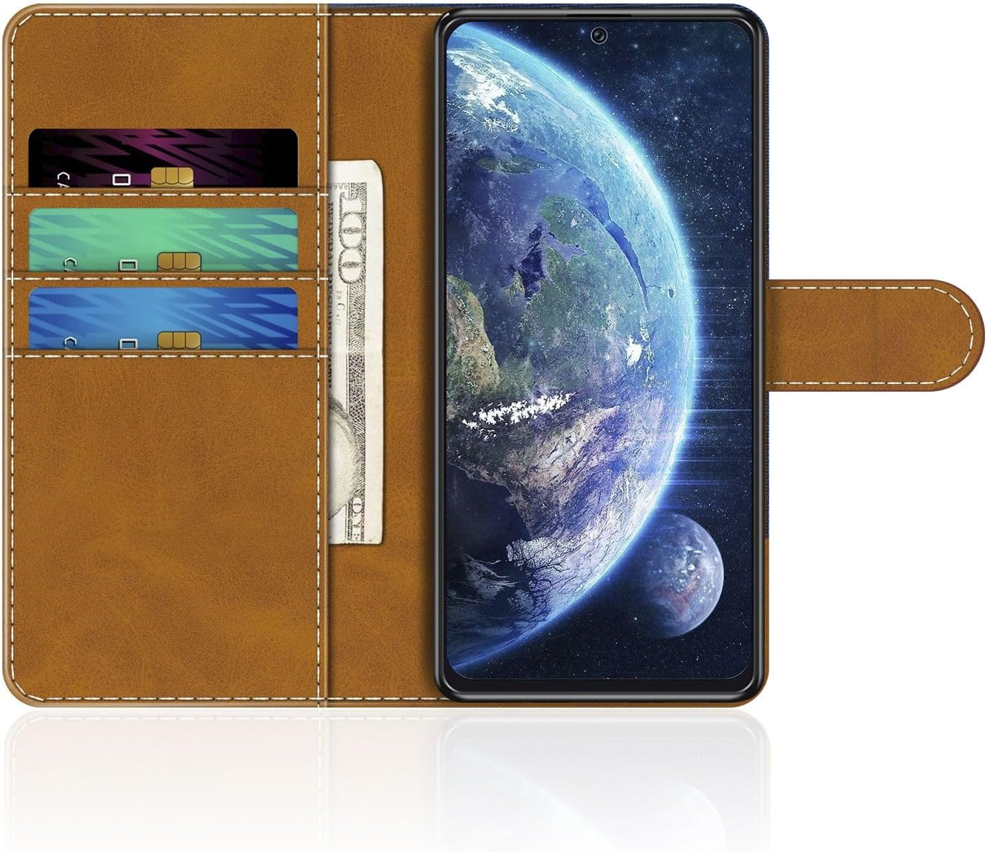 Leather Flip Wallet Case Compatible with Doogee DK10 Phone Cover with Card Holders, RFID Blocking, Magnetic Closure & Kickstand (Blue)