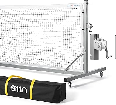 A11N Sports Pro Pickleball Net with Wheels and Hand Winch, Tournament Regulation Size, Anti-Sag Design, Perfect for Outdoor Court & Indoor Gym Floor
