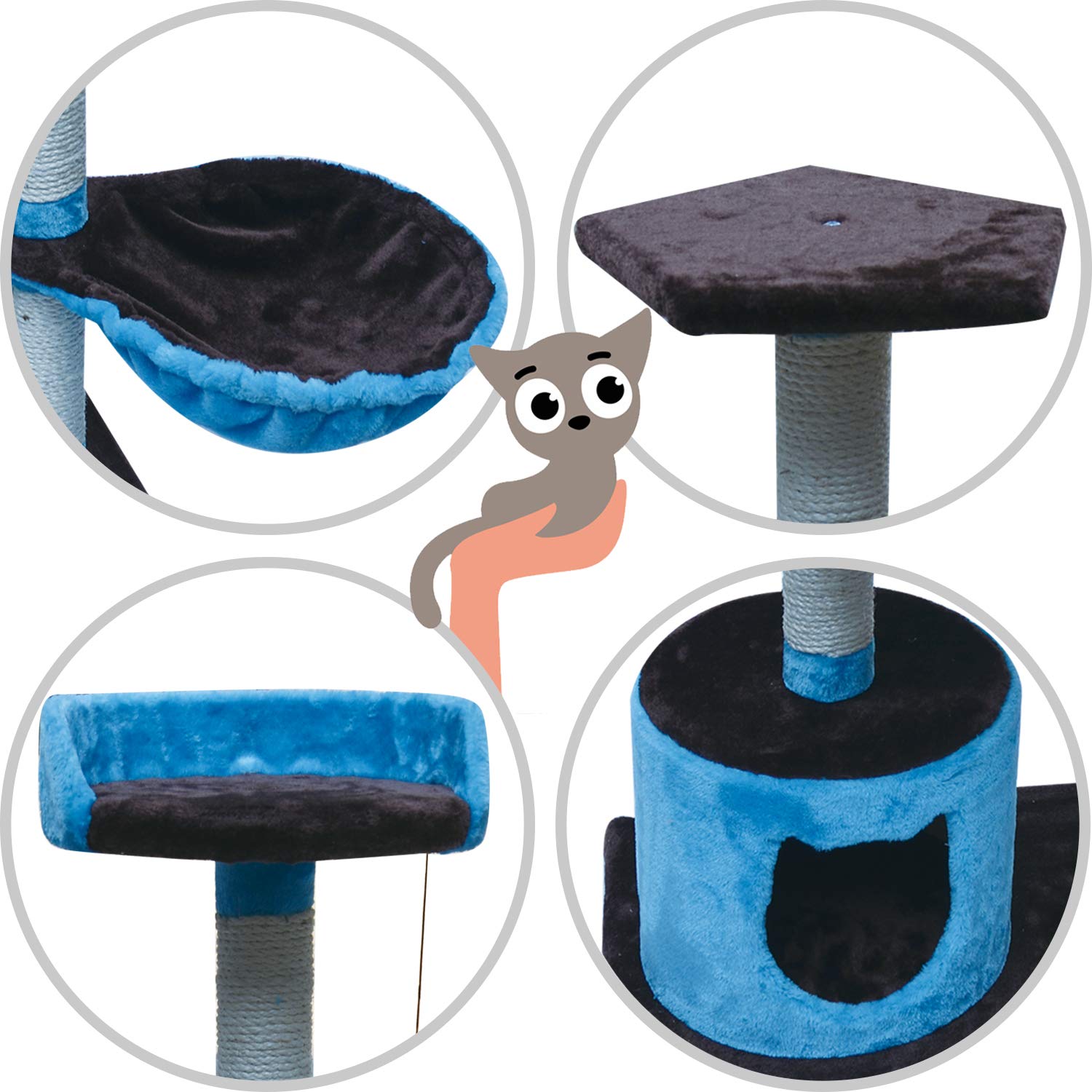 BPS Árbol Rascador Gato Juguete para Gatos con Base Bola Casa y Arco Superior Materiales Rugoso Tamaño 60x40x112 cm BPS-3342