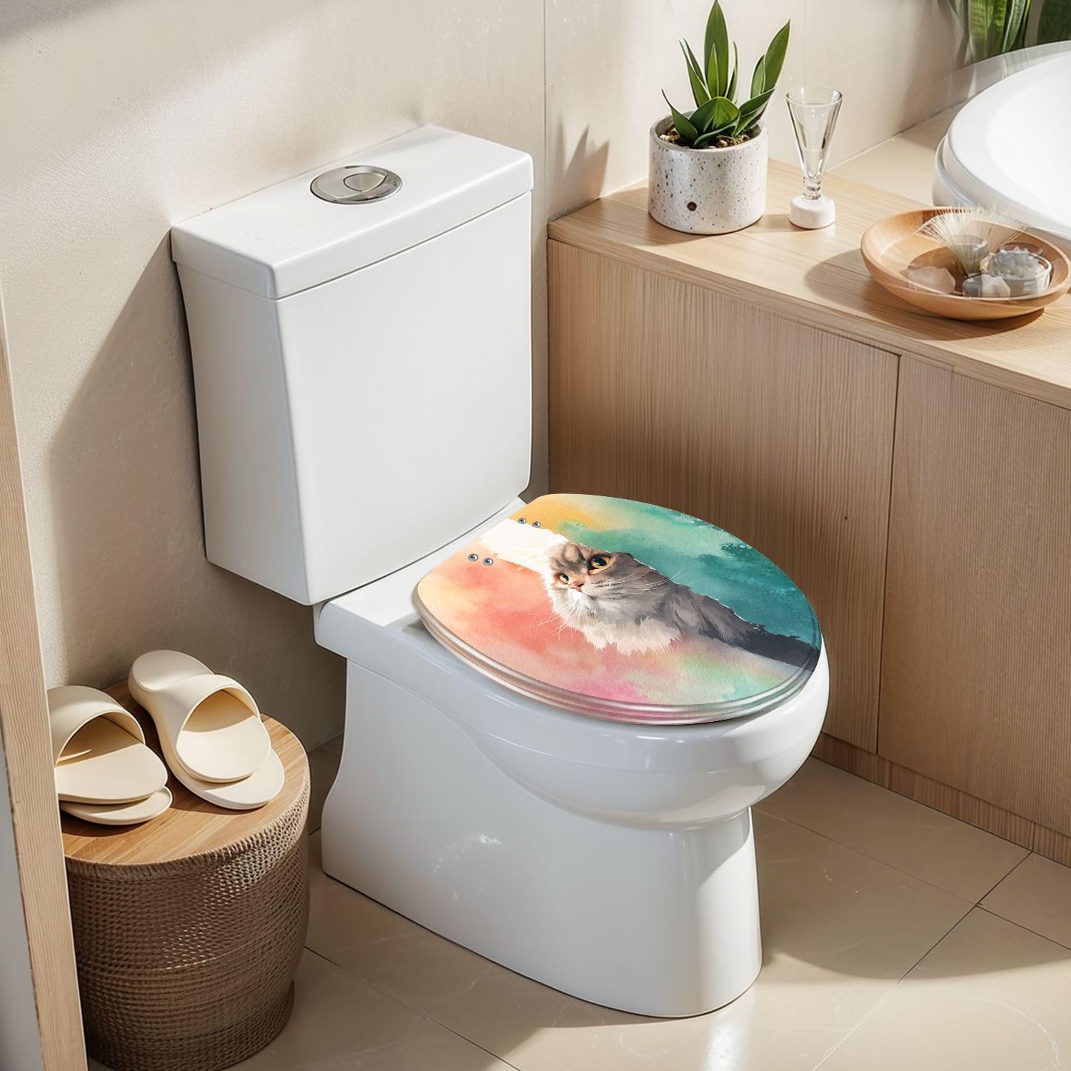 Sedile WC allungato LooLoom con chiusura ammortizzata e sgancio rapido per