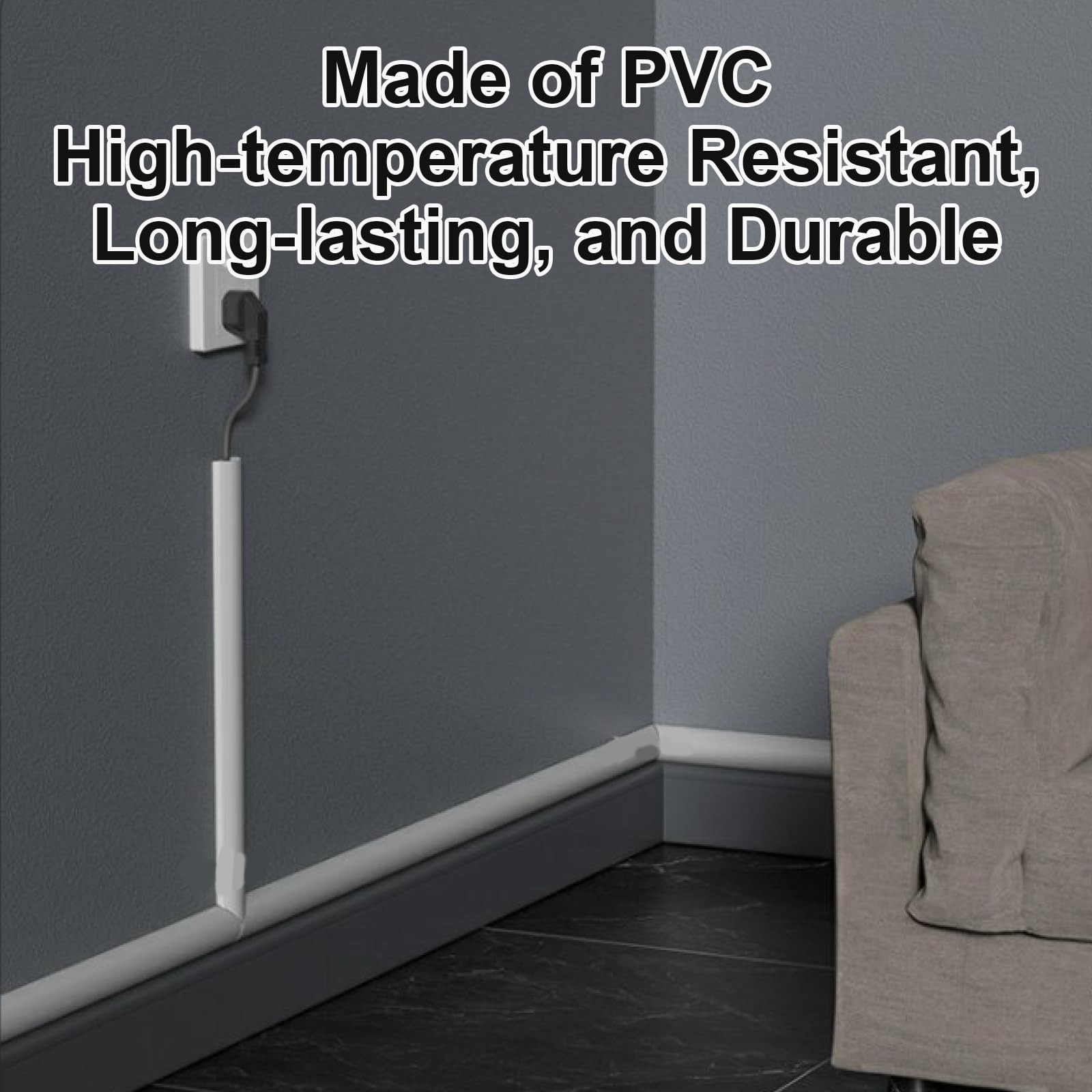 1000cm Passe Cable Sol en PVC Auto-adhésif, Ignifugé, Installation Facile, Dissimule Goulotte Passe Cable pour La Maison ou Le Bureau(2.3x12x1000cm/0.9x4.7x393in)