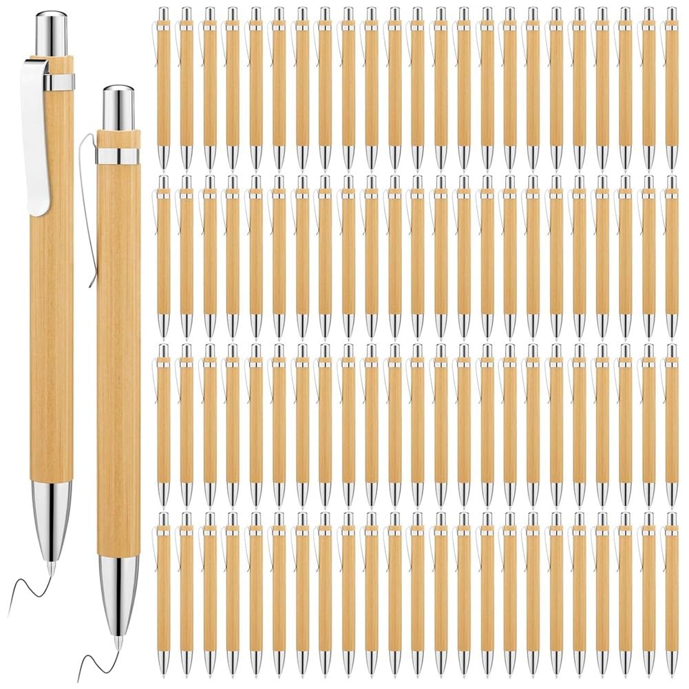 200 Pcs Stylos à Bille en Bois, Stylo Personnalisé, Stylo à Bille de Qualité Supérieure, Stylo Gel pour fournitures scolaires bureau, Stylo à Bille à Encre noire, cadeaux de remise de diplôme