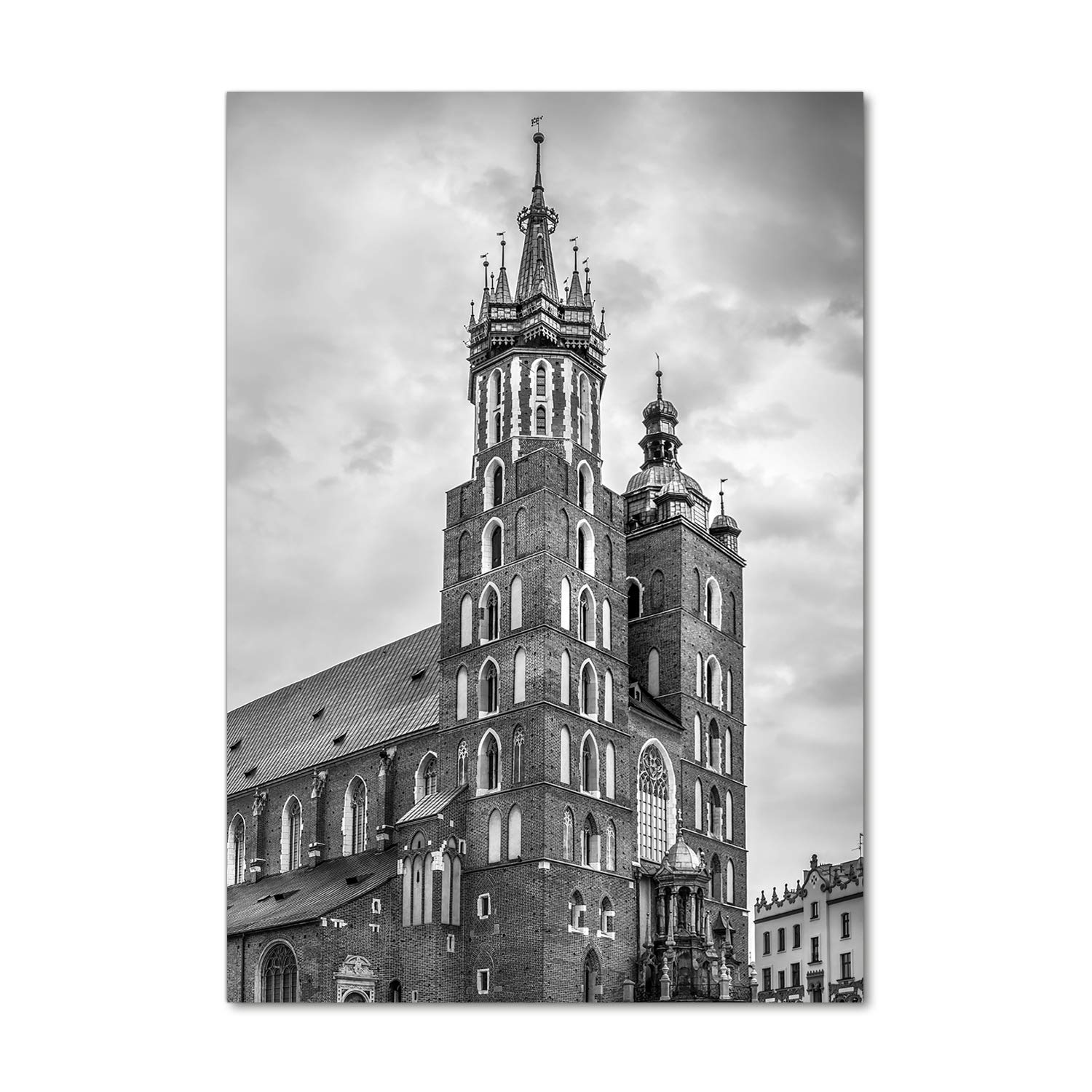 Tableau photo de prestige Cracovie noir et blanc art mural en verre 70x100
