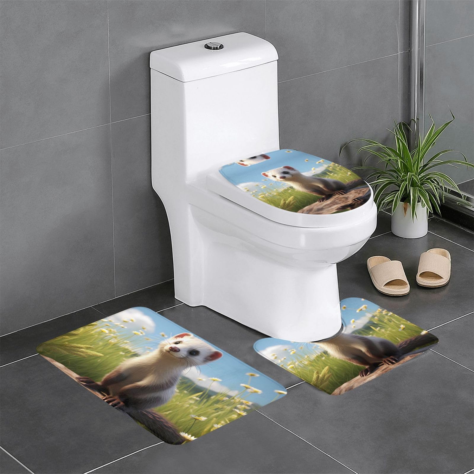 Tapis de salle de bain furet pour créer une ambiance nature et chaleureuse dans vos toilettes