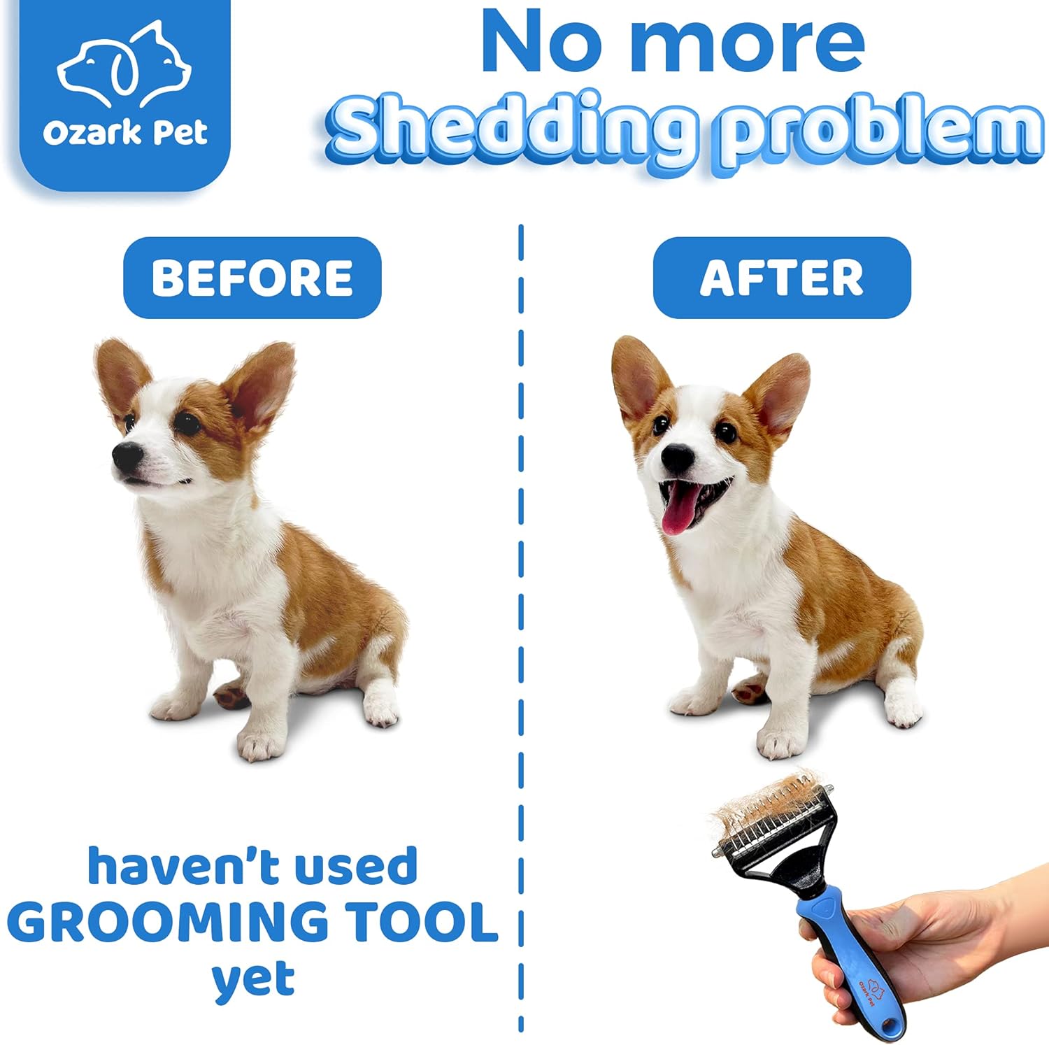 Dog Brush and Cat Brush-with Deshedding Brush, Dog Dematting Tools, Undercoat Brush for Dogs, Deshedding Tool, Reduce Shedding Up To 95%, for Short to Long Hair, Small to Medium Breeds (Blue Small)