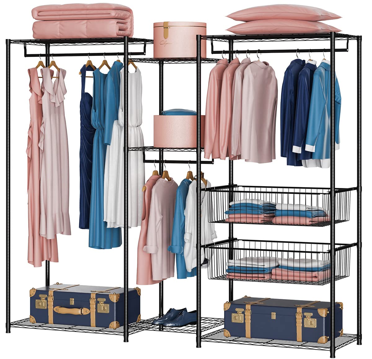Buy Raybee Wire Garment Rack Heavy Duty Clothing Rack with Shelves and