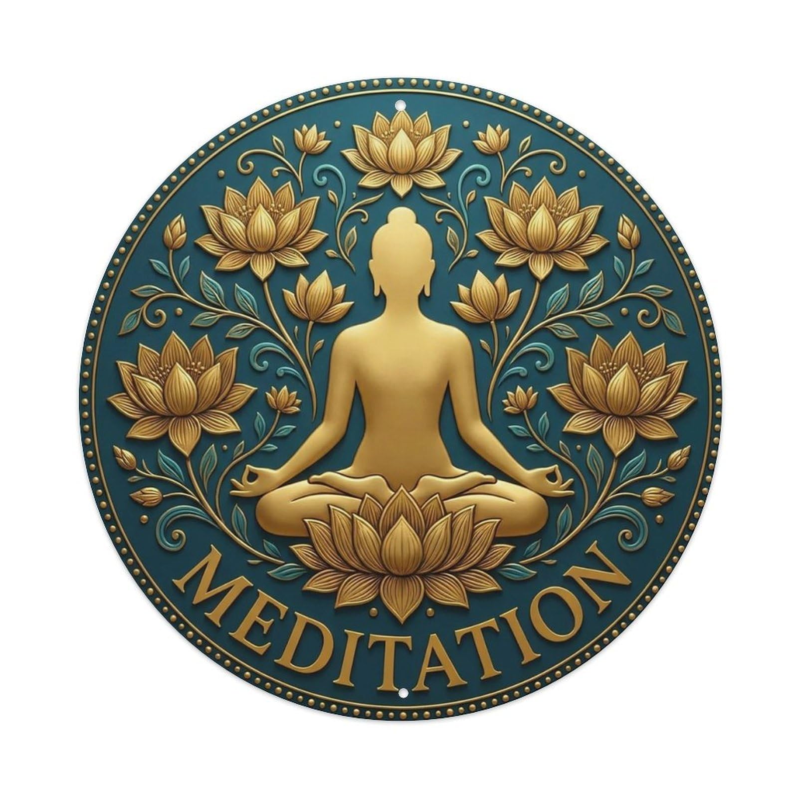 Vintage Namaste Meditation Pose Tranquil Flower Zen Yoga Metal Tin Sign