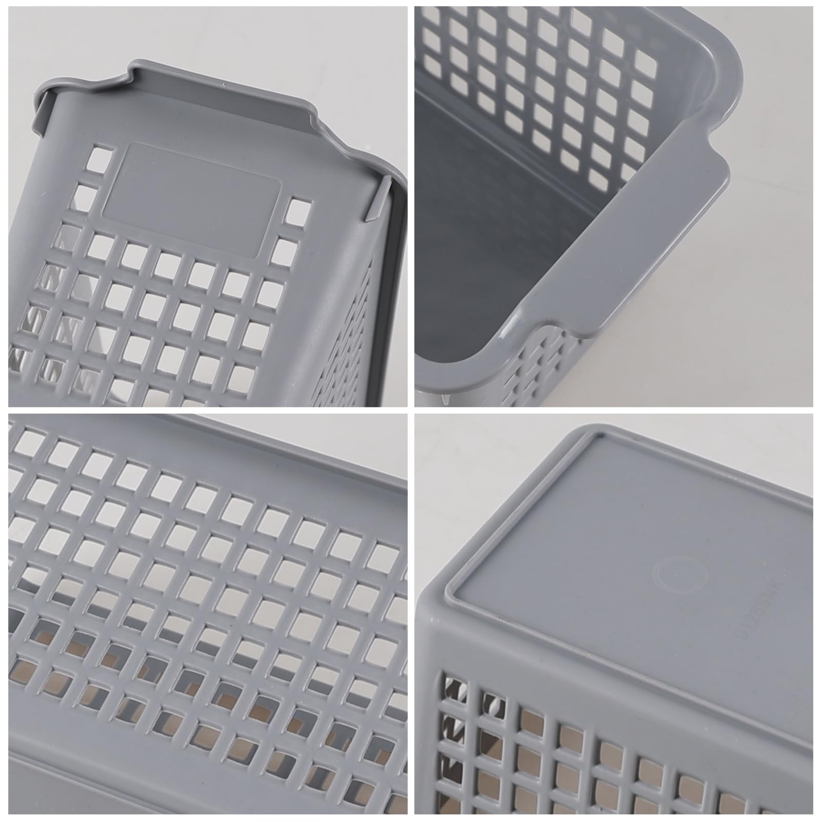 Julyeen 6 Pack Plastic Slim Storage Baskets, Pencil Holder for Desk Drawer Organizer Basket (Grey) - Image 3