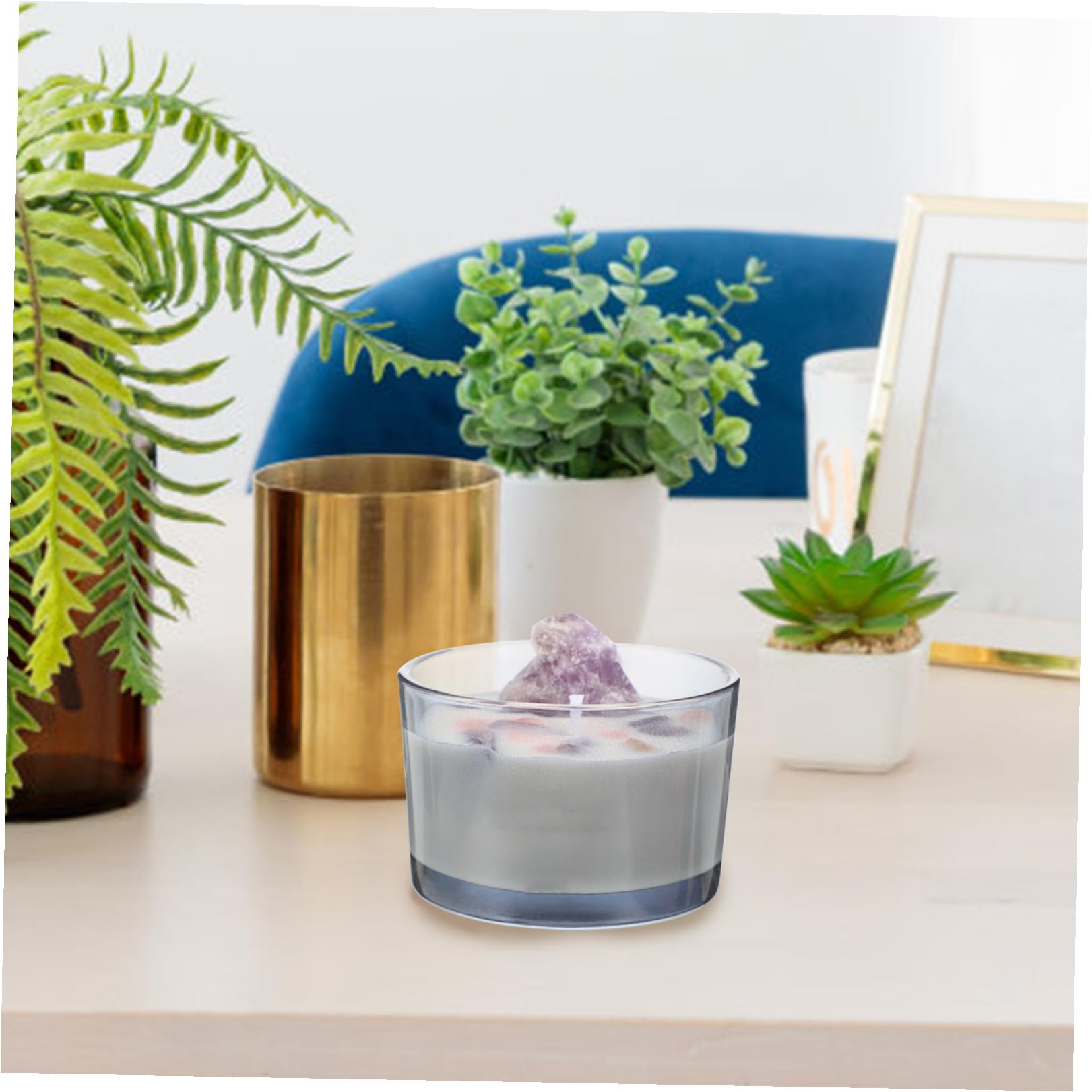 VALICLUD Vela Aromática Decorativa de Aromaterapia Hecha a Mano en Vaso de Vidrio Piedra de Cristal para Relajación y Ambiente Cálido en Sala de Estar