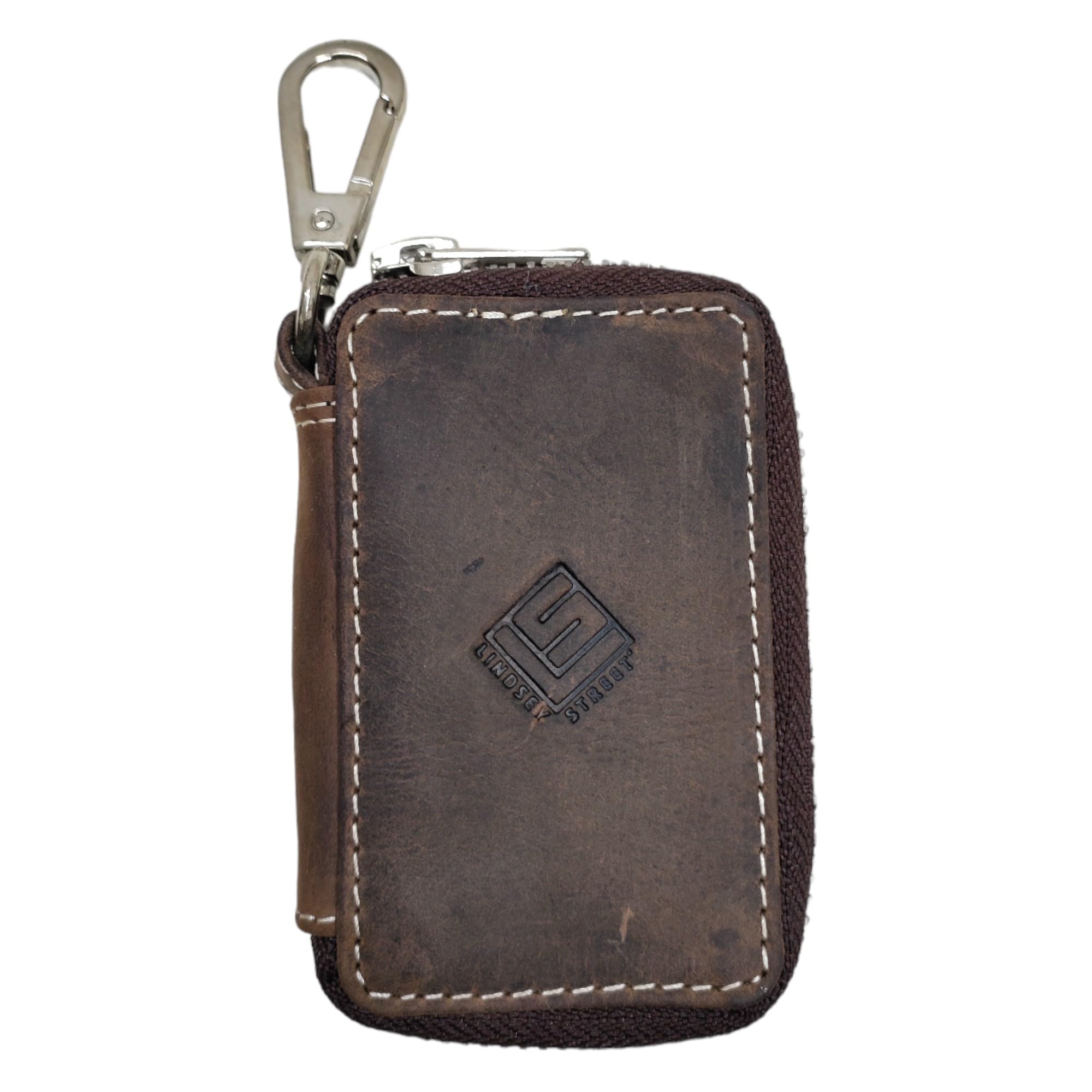 Genuine Leather Key Pouch Key Case with Hook Multiple Key Holder for Men and Women (Brown)-image-19