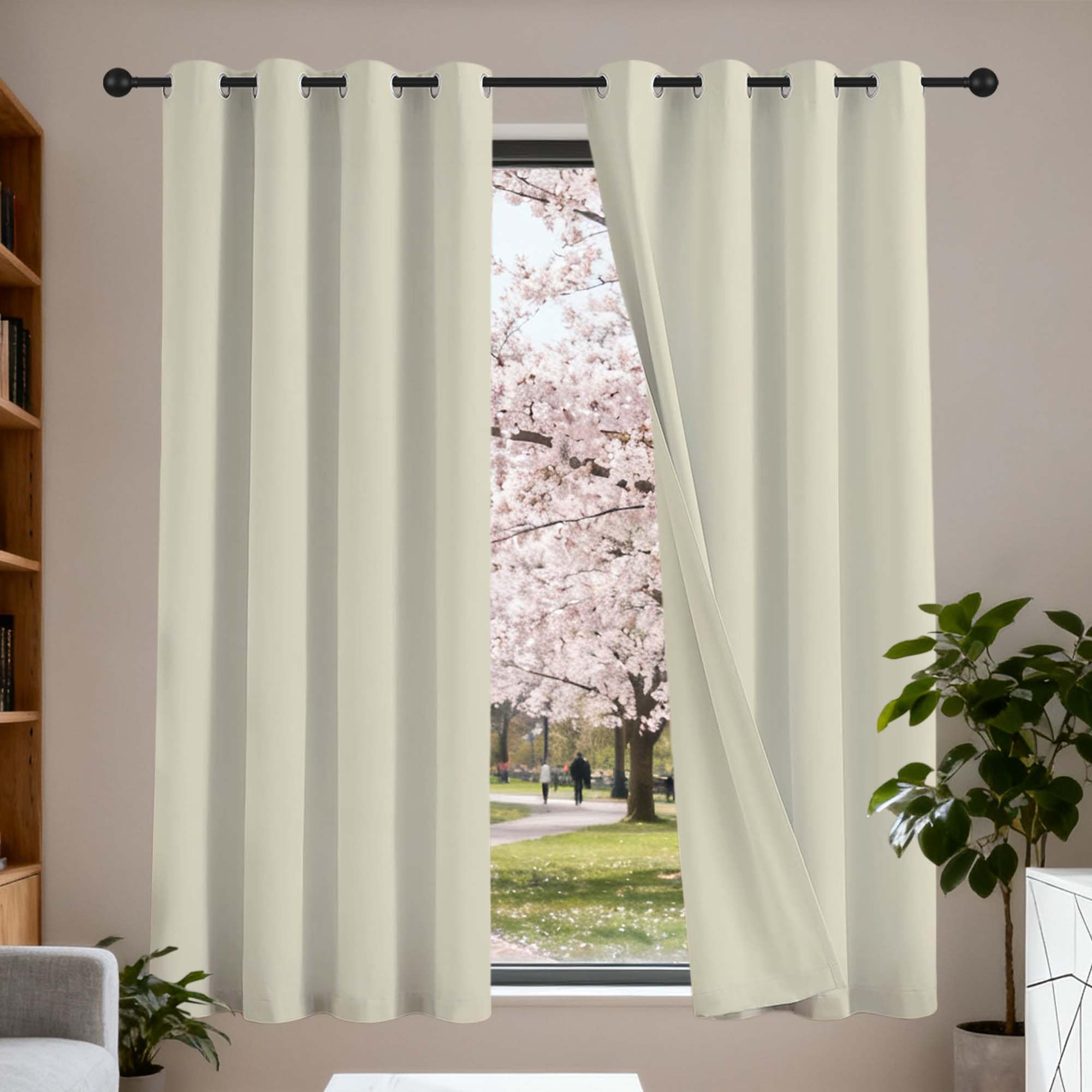 Rideau occultant contre le froid isolation thermique fenetre beige