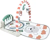 Tapete De Atividades Para Bebê Com Piano Musical E Móbile | Ginásio Infantil Estampa Urso Colorido | Estimula Desenvolvimento Motor E Sensorial