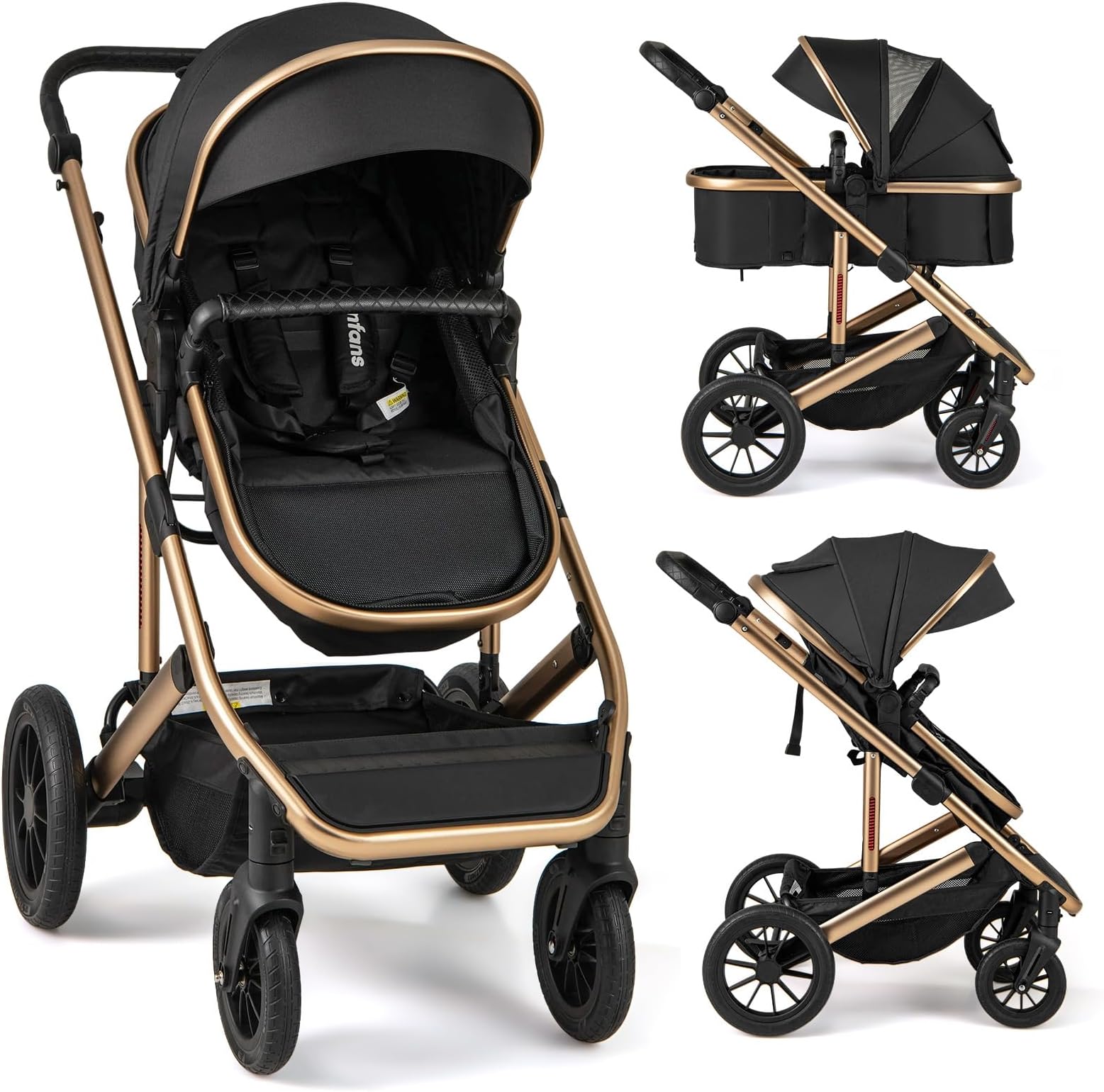 Amazon.com : INFANS 2 in 1 Baby Stroller, Folding Newborn Pram ...