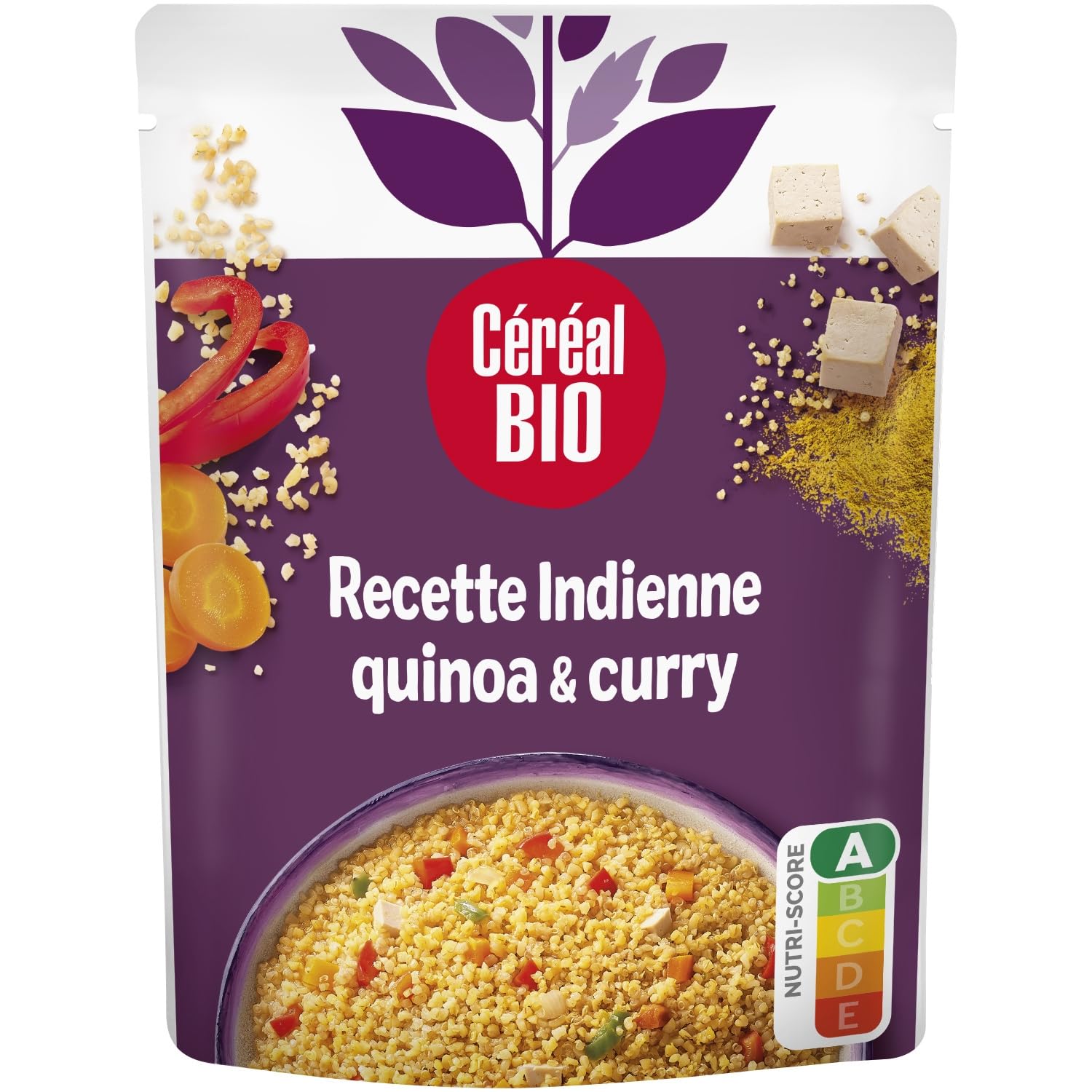 Quinoa & boulghour à l'indienne bio CEREAL BIO - le sachet de 220 g Lot De 4 - Par Lot