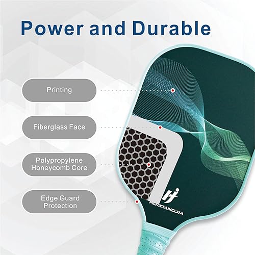 Miniatura 4 de Paletas de pickleball, juego de 2 paletas de pickleball de superficie de fibra de vidrio, 4 bolas de pickleball para interiores y exteriores, 1