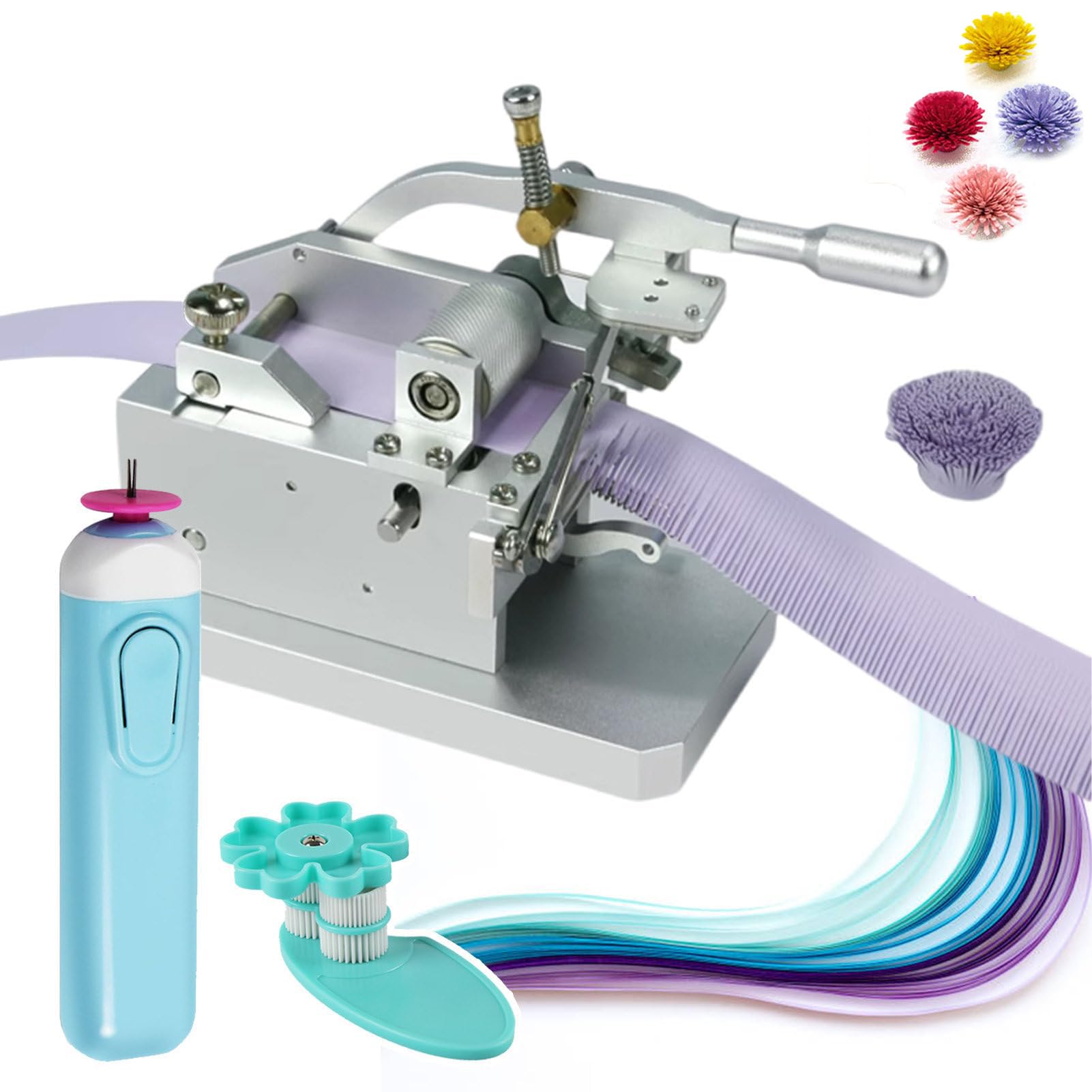 Arrotolatore manuale per nappe, kit per quilling di carta con penna quilling elettrica regolabile da 0,3-4 mm di larghezza, strumenti a rulli regolabili, per lezioni di arte fai da te, apprendimento