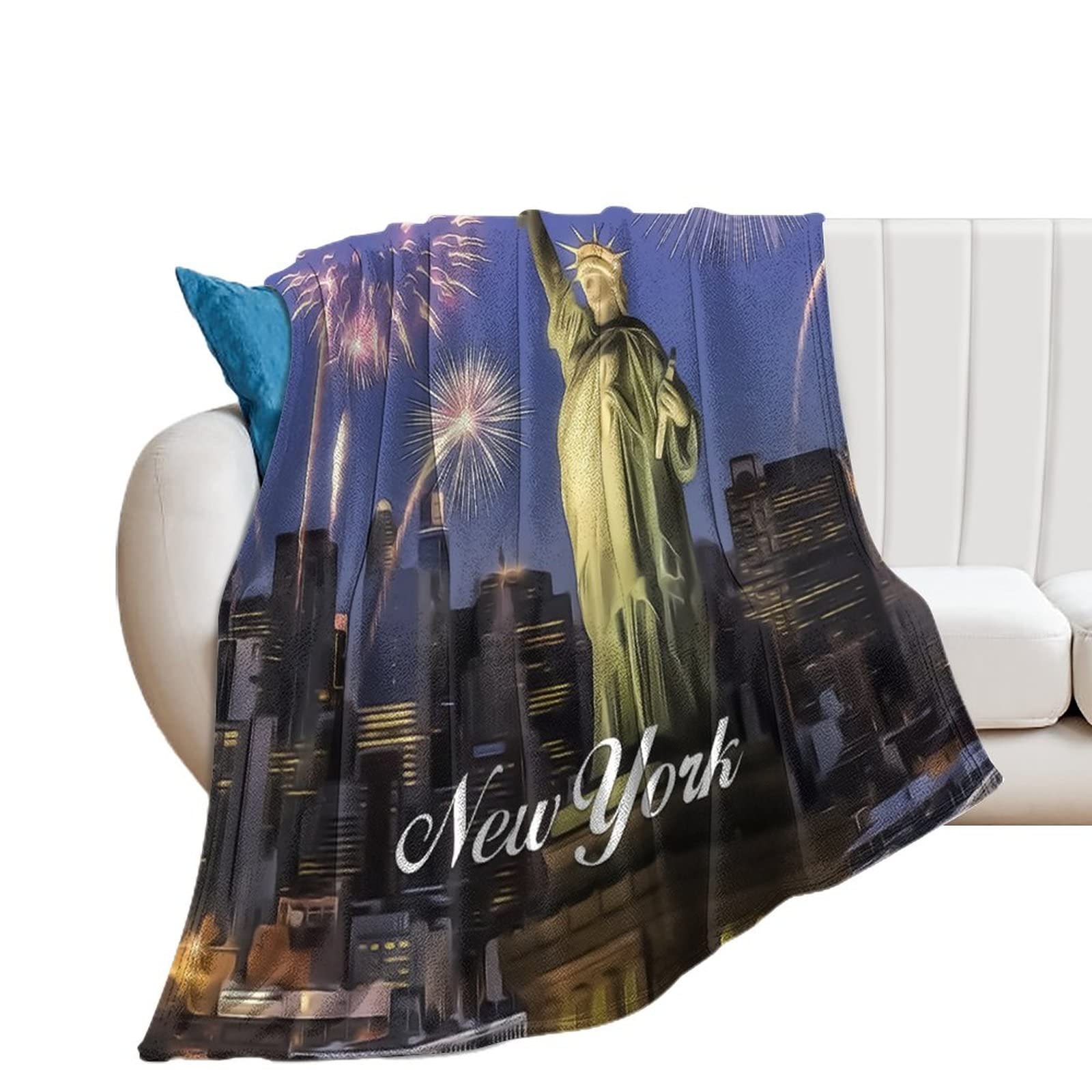 Couverture flanelle New York épaisse et chaude contre le froid du salon