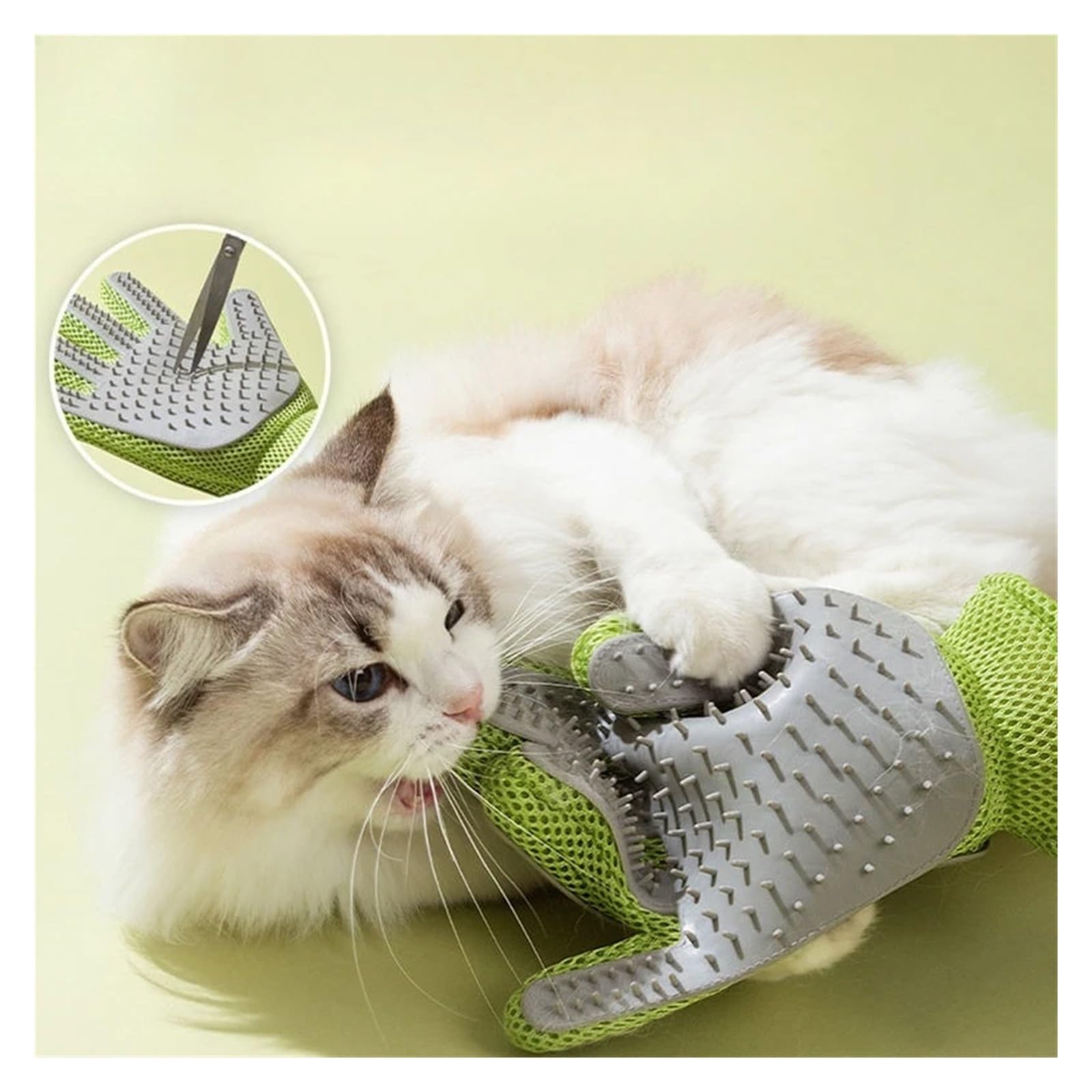 Generisch Fellpflegehandschuhe, Badekamm und Haarentfernungsbürste for Katzen und Hunde, sanftes Reinigungswerkzeug for langhaarige Haustiere(Avocado Right Hand)