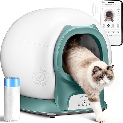 Self Cleaning Litter Box with Auto Safety Sensors for Multiple Cats - Automatic Cat Litter Box Self-Cleaning - Covered Odor Removal with APP Control - Compatible On All WiFi - Electric Robot