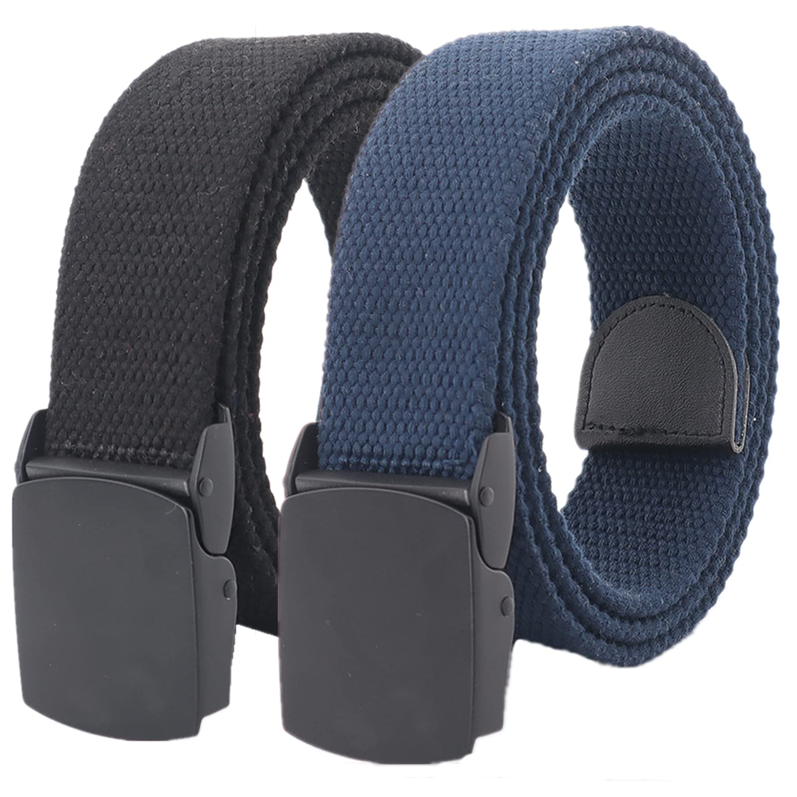 Cinturones de trabajo para hombre, Cinturones for hombres y mujeres, cinturón táctico militar resistente de liberación rápida, hebilla de aleación negra, cinturón de lona de algodón(Black and Blue,130