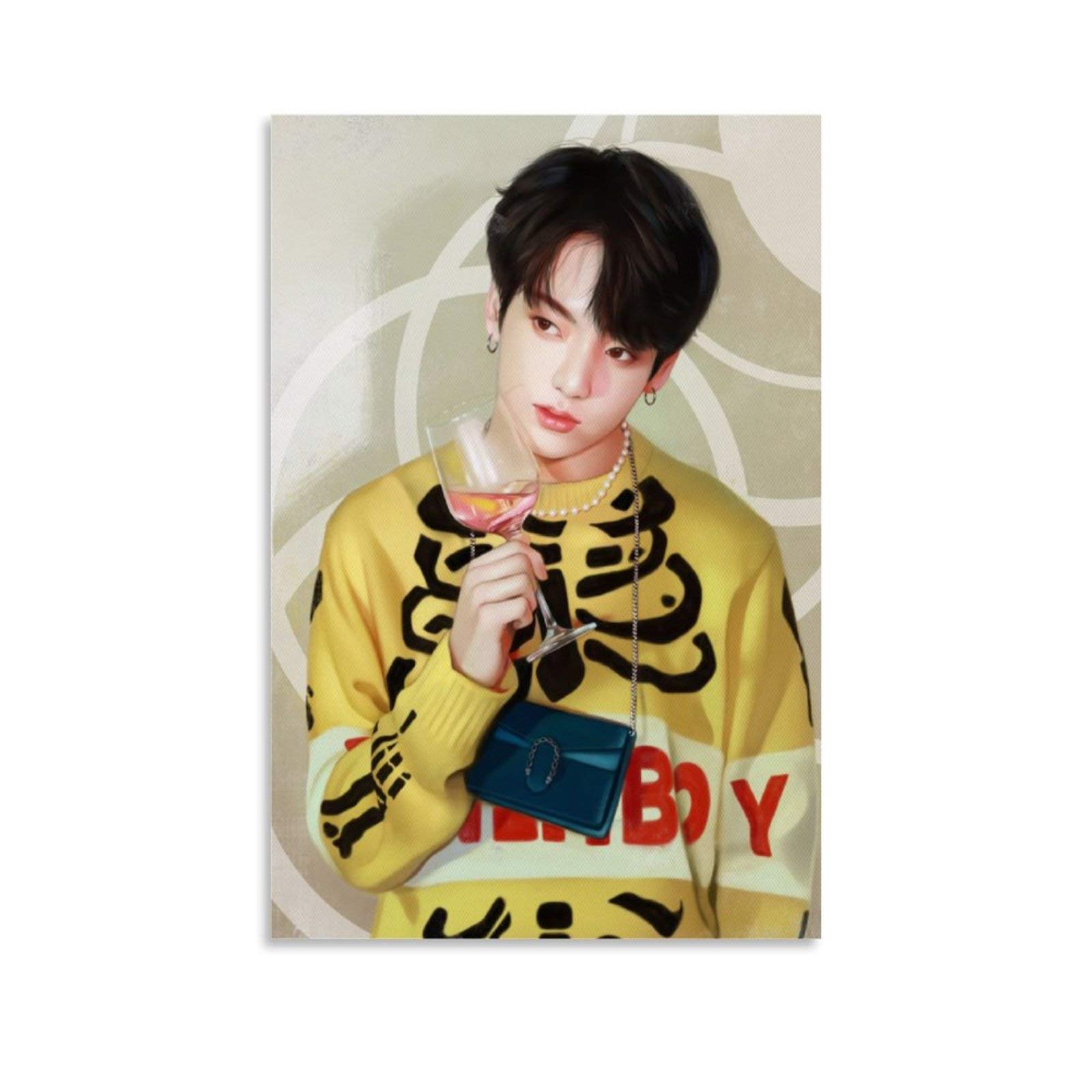 YZLIYZLI BTS Kpop Handsome Jungkook Poster Decorative Painting Canvas Wall Art Living Room Posters Bedroom Painting 20x30inch(50x75cm)