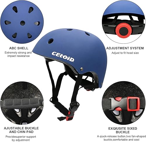 Miniatura 90 de Casco de bicicleta para niños, cascos de patineta para niños de 2 a 3 a 5 a 8 a 14 años, ajustable, multideporte, bicicleta, patinaje, fútbol, Negro