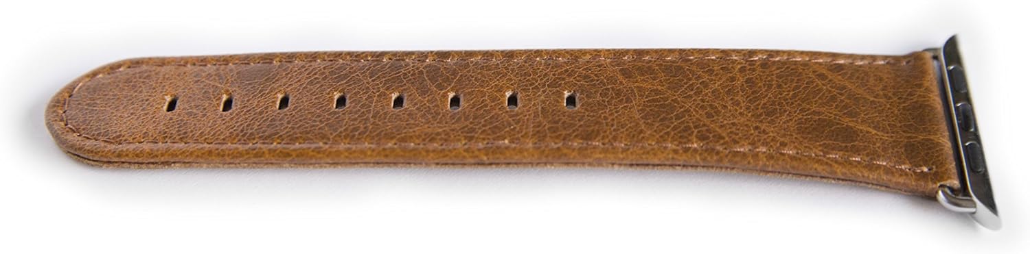Replacement Band for Apple Watch, Genuine Leather Strap [Fits All Models and Sizes] - 38mm & 42mm (Caramel 38mm)