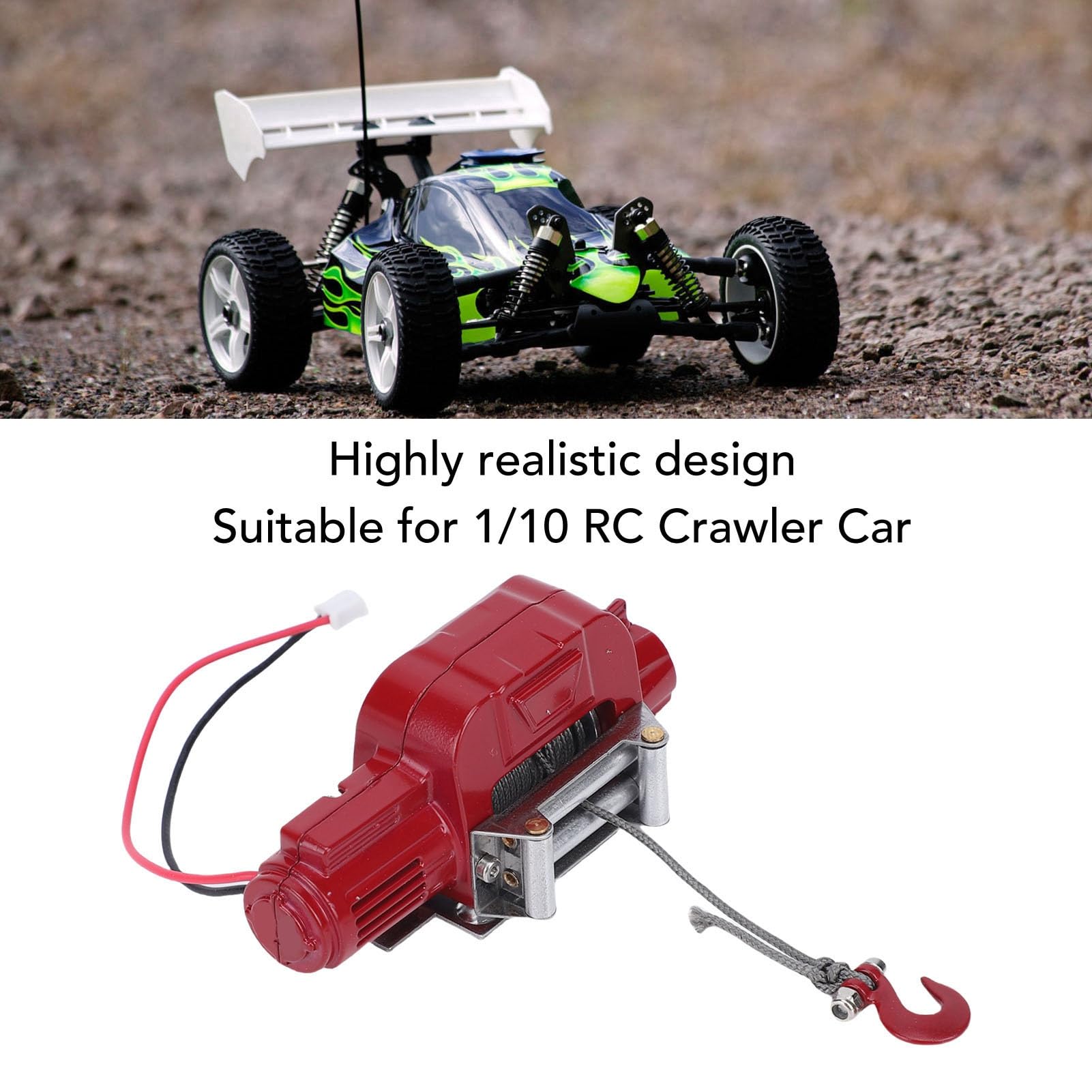 Verricello Elettrico per Auto RC, Lega di Alta Resistenza per Crawler (Rossa)