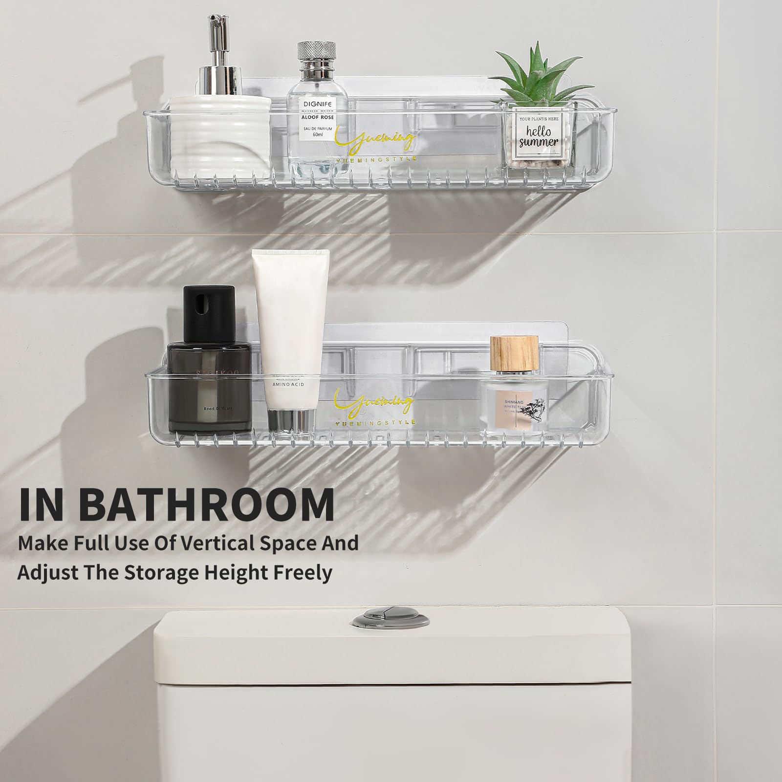 Lot De 2 étagères De Douche Adhésives En Acrylique Sans Perçage