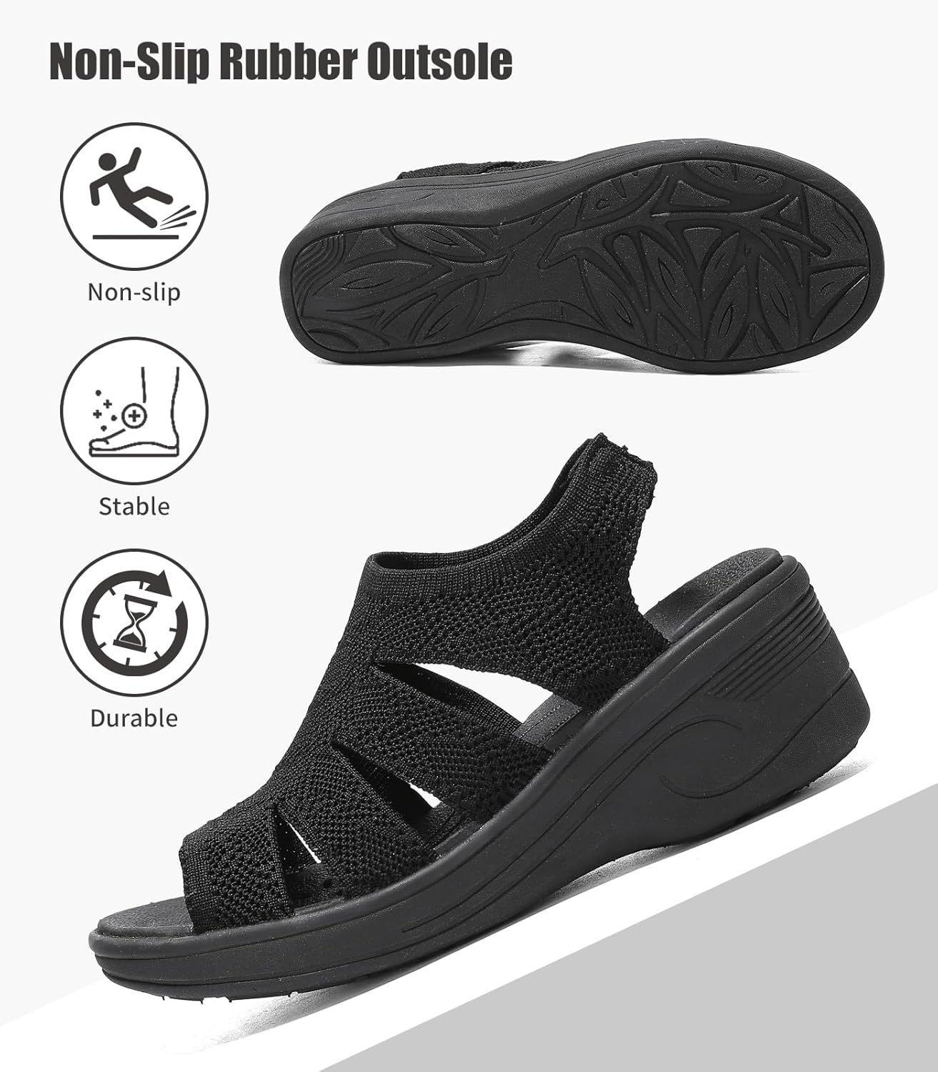 Womens Wedge Sandals Platform Walking Sandals Open Toe Ankle Elastic Strap Casual Comfortable Summer Dressy - Image 6