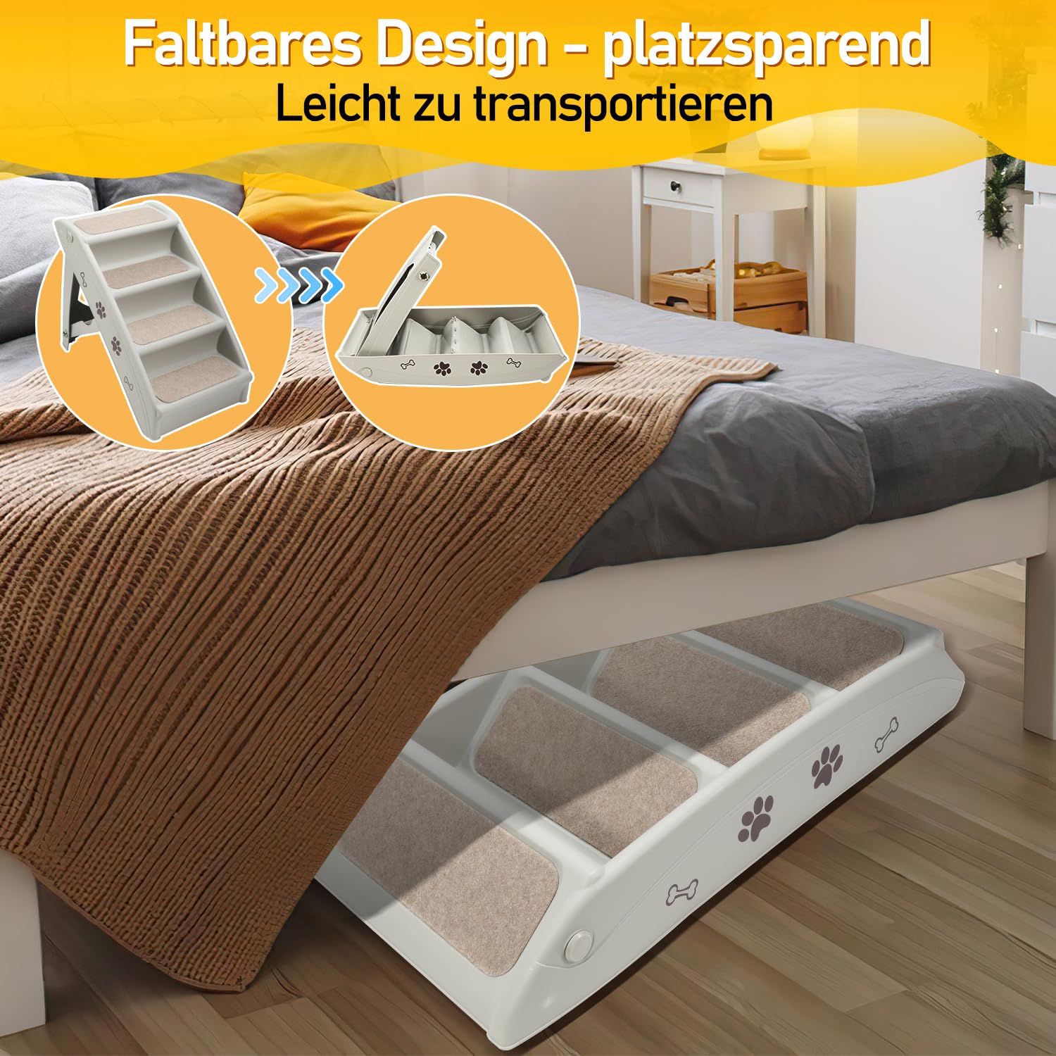Vigevee Opvouwbare hondentrap, 2-in-1, hoogte 65,5 cm, opvouwbaar, 4