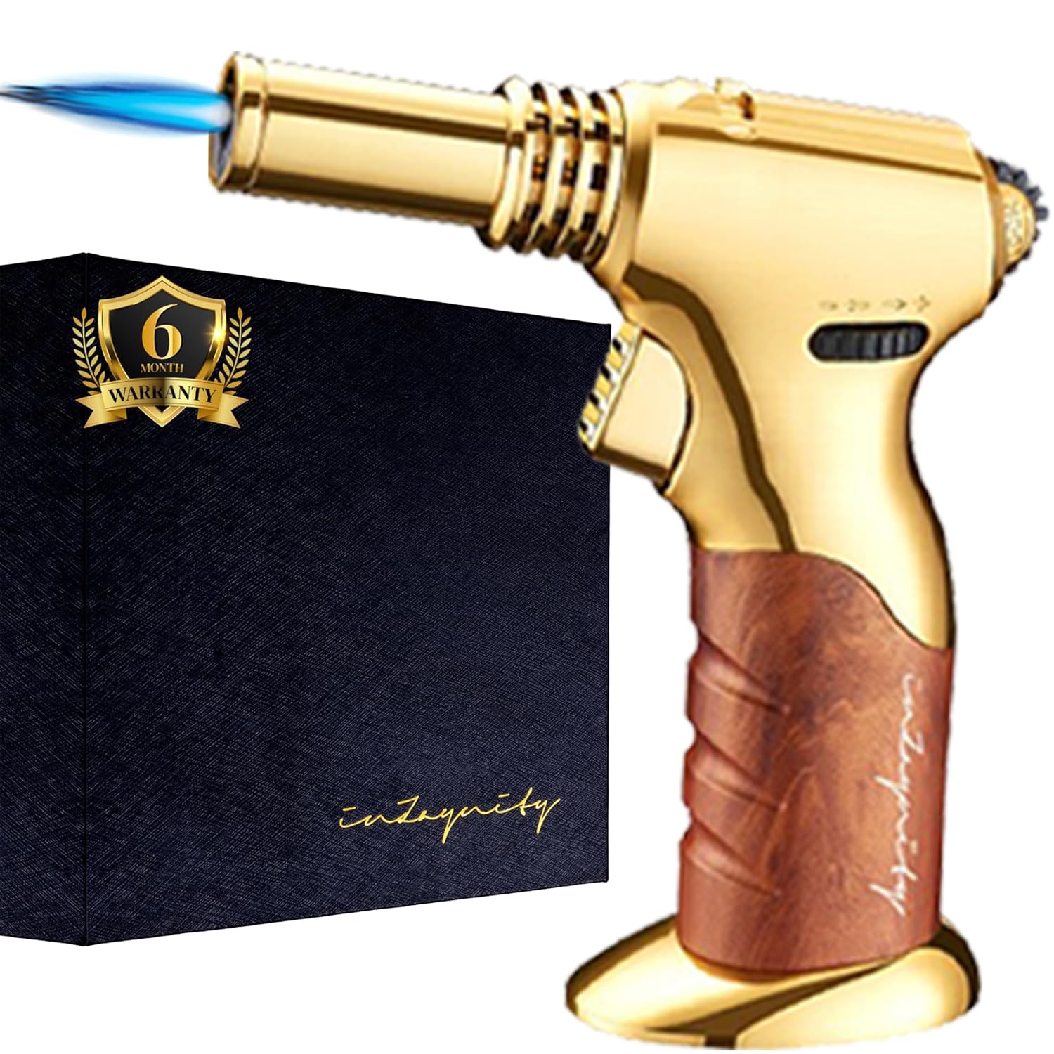 Dual Flame Butane Torch Gun – Refillable Handheld Mini Blow Torch for Cooking, Crème Brûlée, Welding, Soldering, Resin Art – Adjustable Flame &