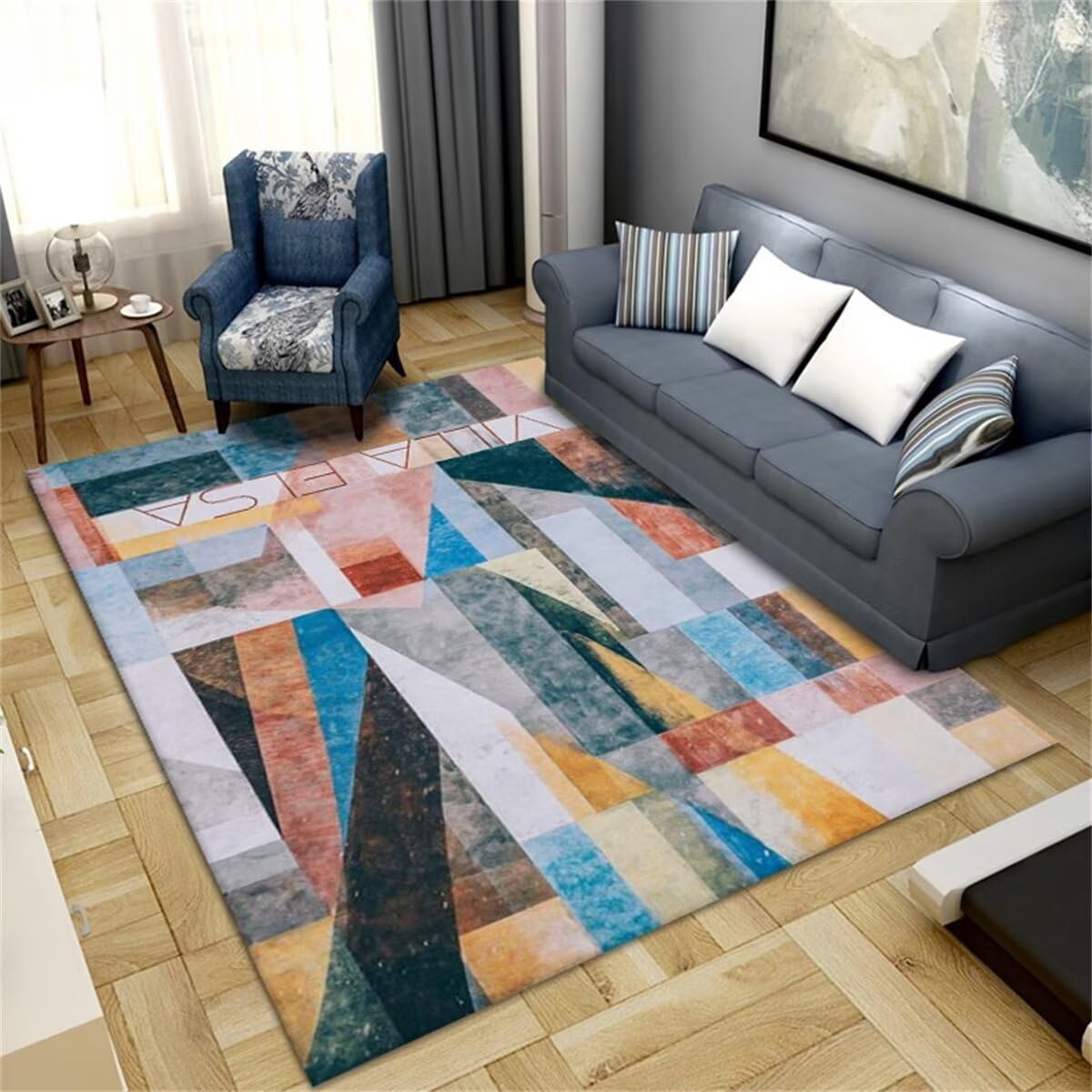 Tapis d’extérieur 90x150cm coloré et géométrique vintage pour salon