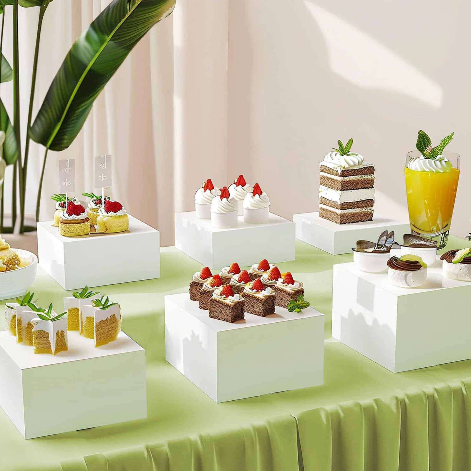 Set di vassoi da portata in acrilico bianco, espositore per buffet, decorazione per dessert, organizer per torte nuziali, per uso domestico commerciale, 6 pezzi