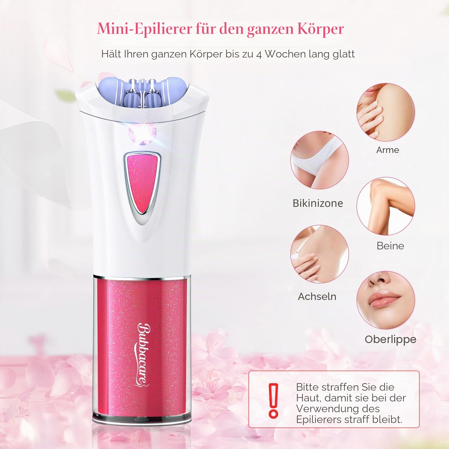Epilierer Damen Gesicht, Gesichtsepilierer mit LED-Licht, Epilierer Damen Geeignet für Körper, Wangen, Kinn, Arme, Bikinizone