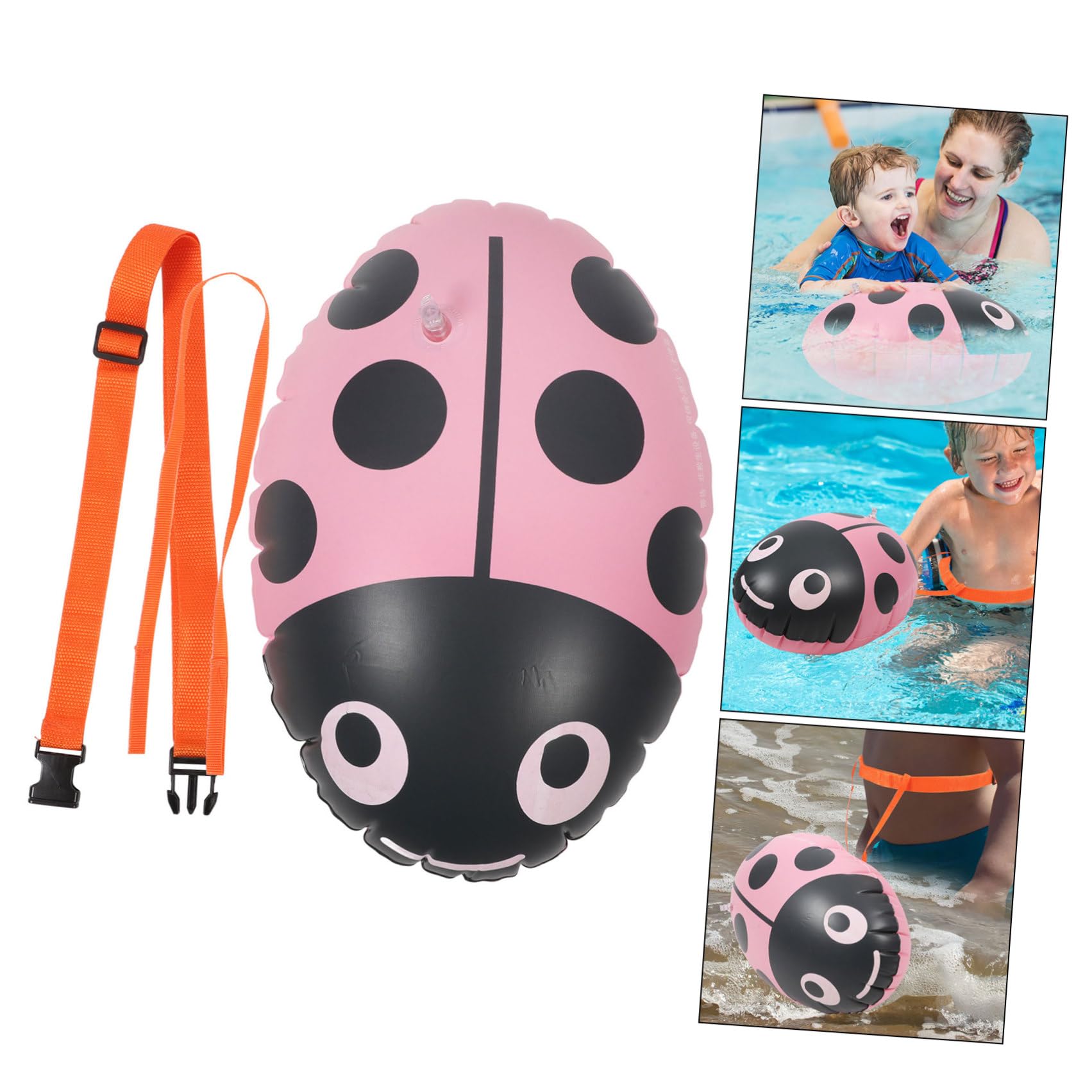 Boa da Nuoto Gonfiabile Doppio Airbag Spesso Design Coccinella, Galleggiante per Principianti per Vacanze Estive e Sicurezza in Piscina