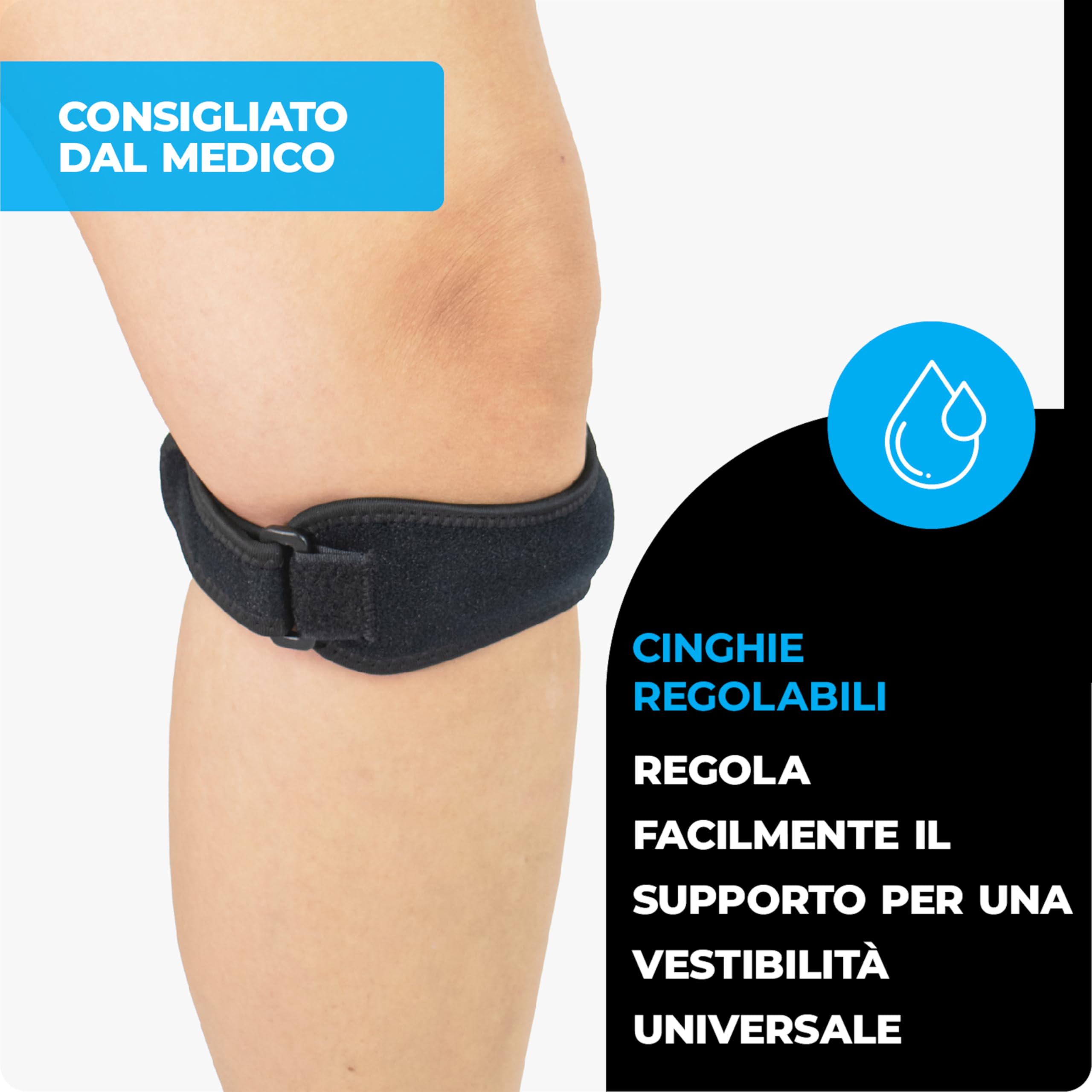 VITTO Tutore Ginocchio Rotula - Ginocchiera Rotulea Sportiva per Basket, Padel e Osgood Schlatter. Ginocchiere Corsa per Uomo e Donna (Taglia Unica)