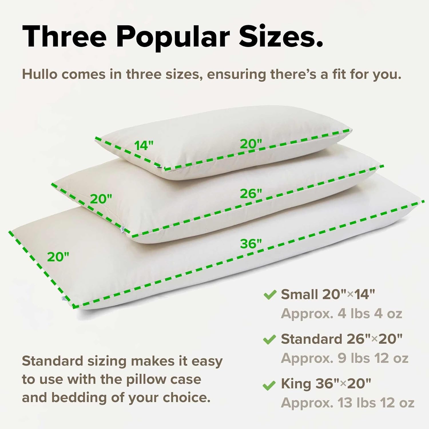 Hullo Buckwheat Pillow – Organic Adjustable Cooling Pillow for Side & Back Sleepers, Neck Support – Breathable Cotton Cover – Made in USA (20×36 King Size)