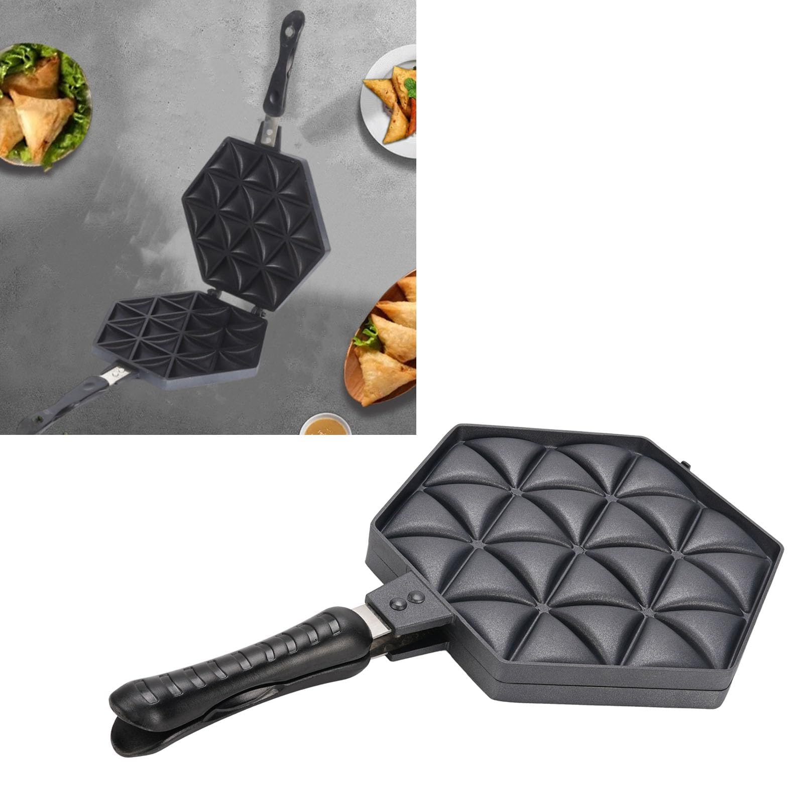 Ejoyous Samosa Backform, Samosa Maker Pfanne für Teigtaschen Antihaft-Aluminiumlegierung schnell & gleichmäßig erwärmend für Familienfeiern Partys 26x44cm