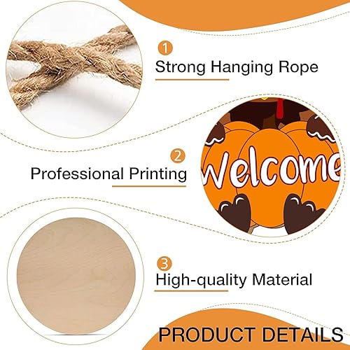 Miniatura 3 de Corona de Acción de Gracias para puerta delantera, letrero de puerta de pavo de Acción de Gracias de 16 pulgadas, colgante de madera, decoración de