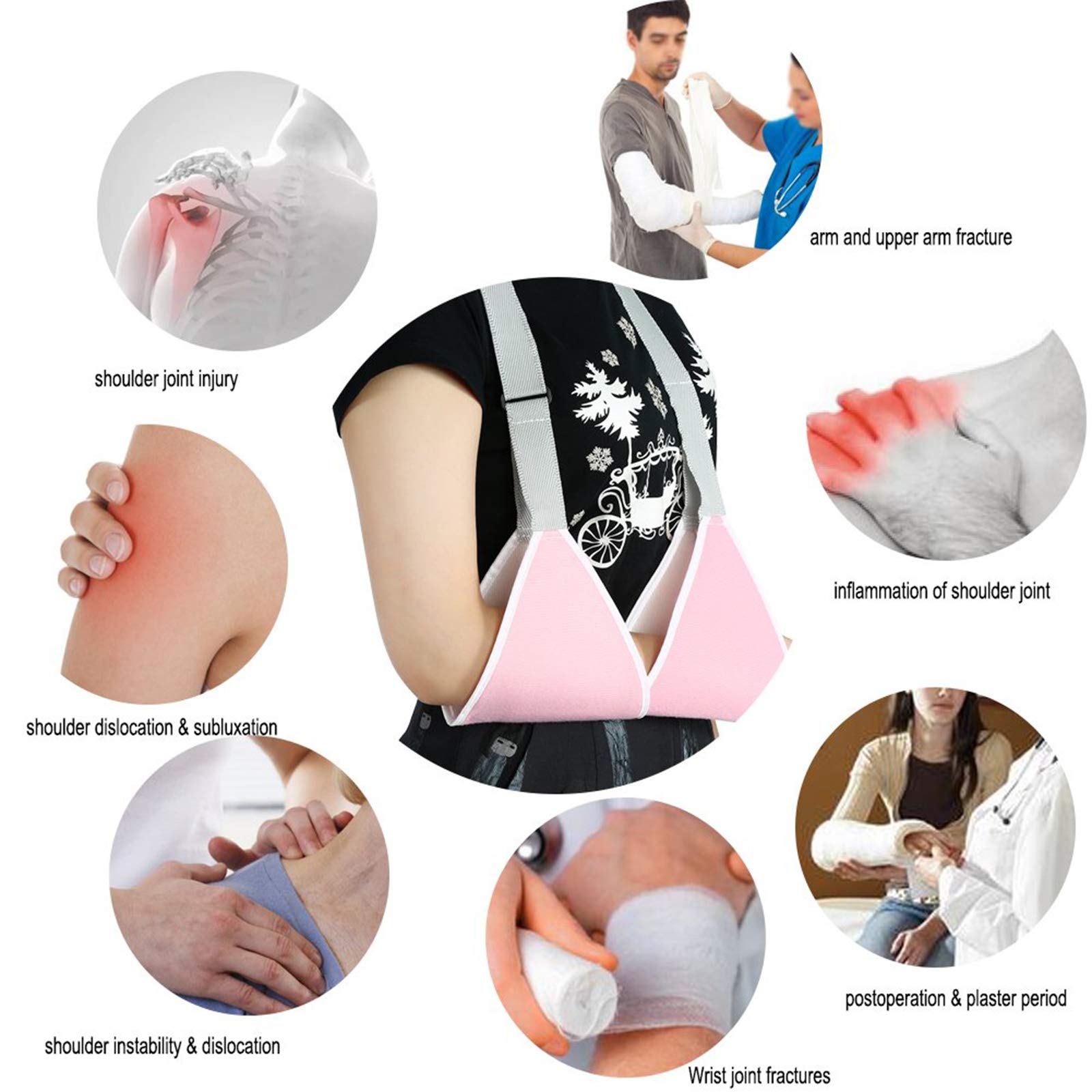 Soporte de hombro con cabestrillo para brazo, banda de fijación de fracturas para recuperación rápida, estabilización para antebrazo lesionado, ajustable, liviano, para niños y adultos, mano izq