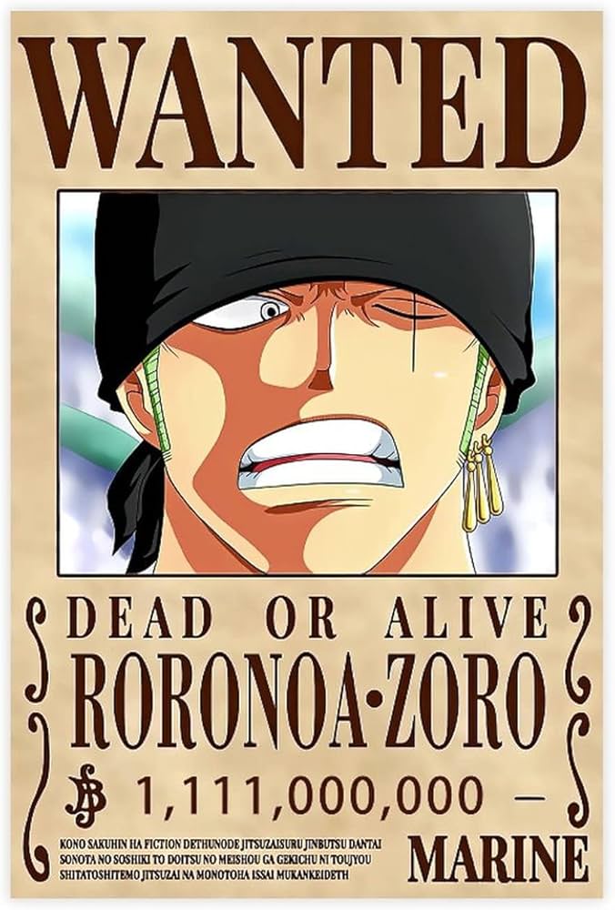 Amazon.co.jp: ロロノア・ゾロ クラシック 指名手配 ポスター