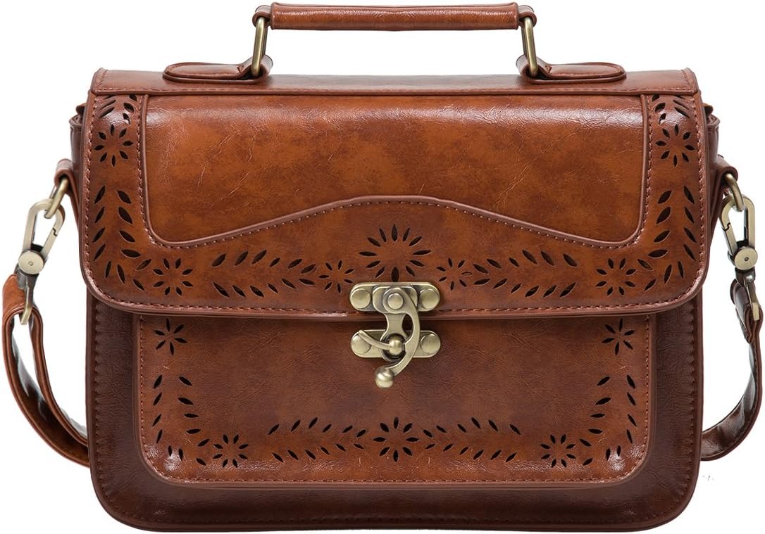Women PU Leather Satchel Purse Vintage Small College Crossbody Messenger Bag Work Cross-body Bag