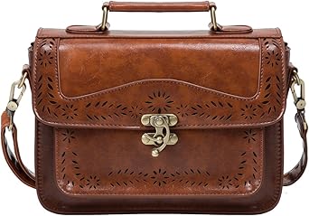 ECOSUSI Women PU Leather Satchel Purse Vintage Small College Crossbody Messenger Bag Work Cross-body Bag