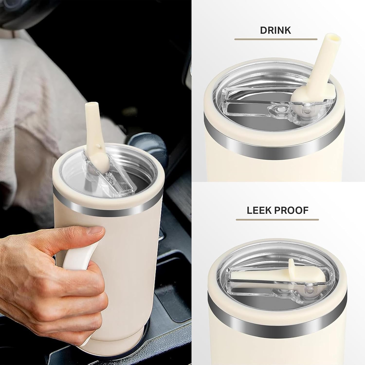 ROMANVIC Stanley Cup Lid Leakproof,2pcs Removable Replacement Lids flip Straw for 40oz Cups with 2 Straws,1 Straw Brush and 1 Disassembly Tool,Reusable Lid for Home Party - Image 6