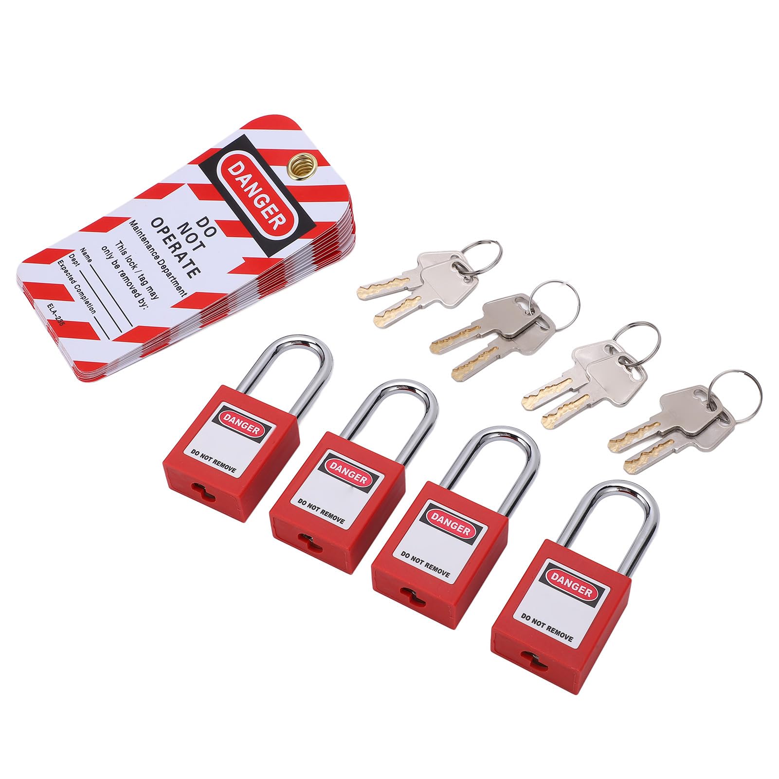 Cryfokt Kit de Etiquetado de Bloqueo Eléctrico Resistente con Candados de Alta Seguridad, Etiquetas Loto para Llaves para Energía Eléctrica Química Industrial, 20 Candados, 40 Llaves, 20 Etiquetas