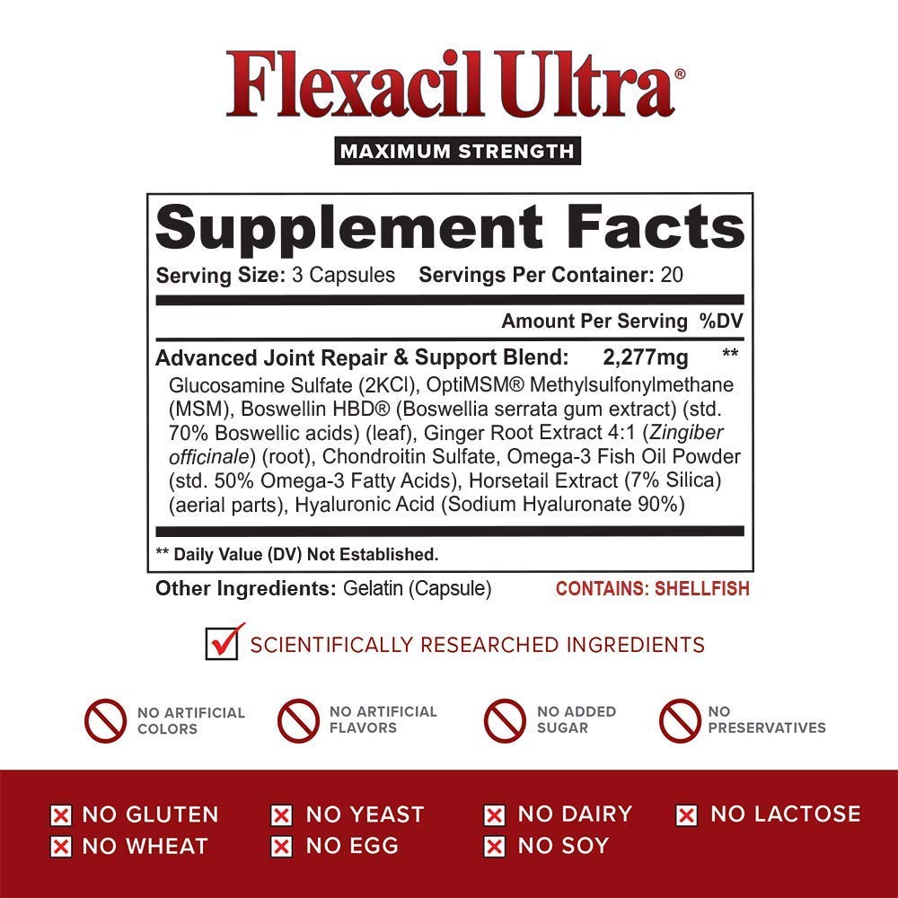 Flexacil Ultra Maximum Strength Joint Pain Supplement Glucosamine
