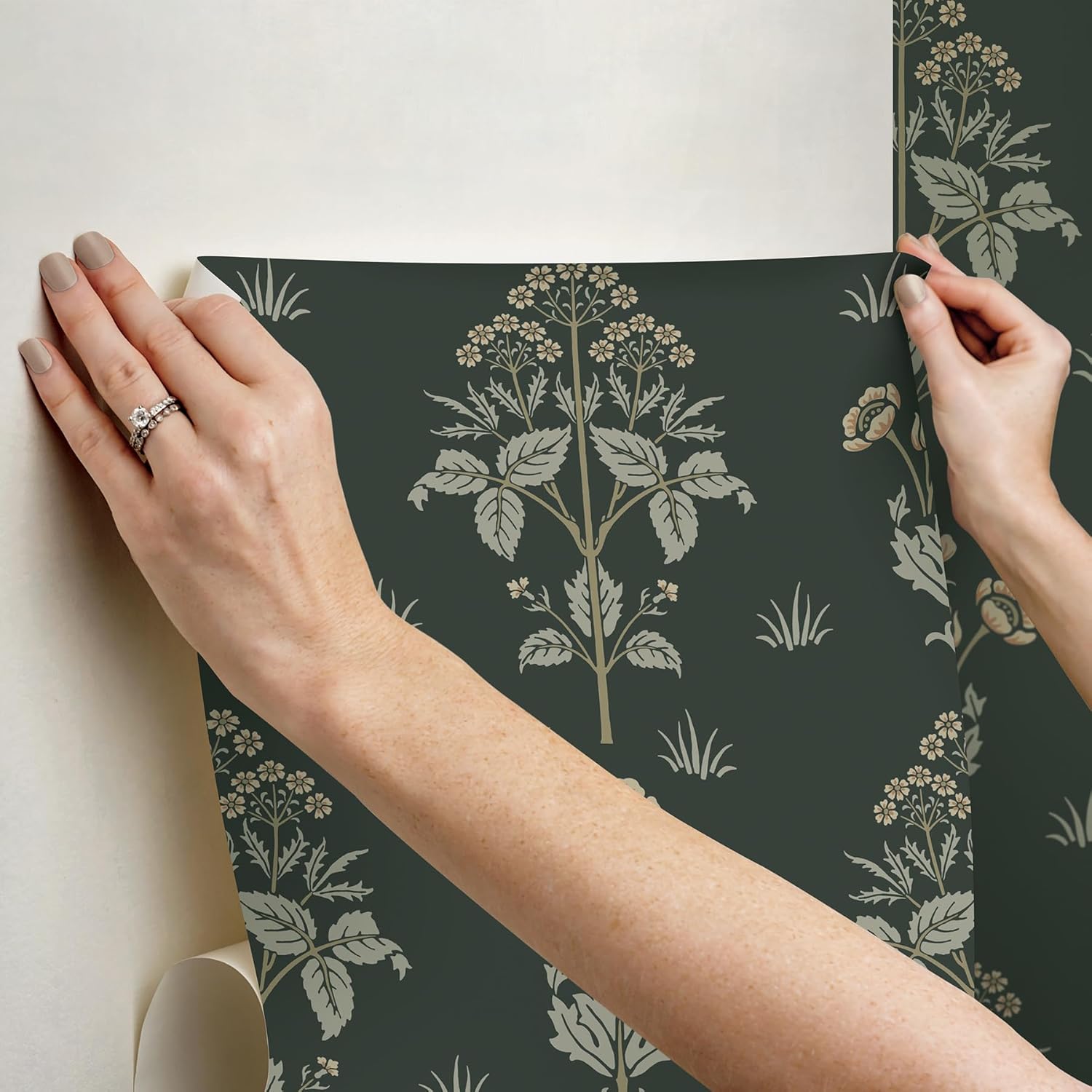 NuWallpaper x Morris & Co. Meadow Sweet Bayleaf and Manilla Peel and Stick Wallpaper, MCS6608