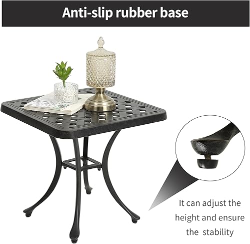 Miniatura 4 de HOMEFUN Mesas auxiliares de exterior para patio, mesas auxiliares de aluminio fundido para exteriores, resistentes al óxido e impermeables para